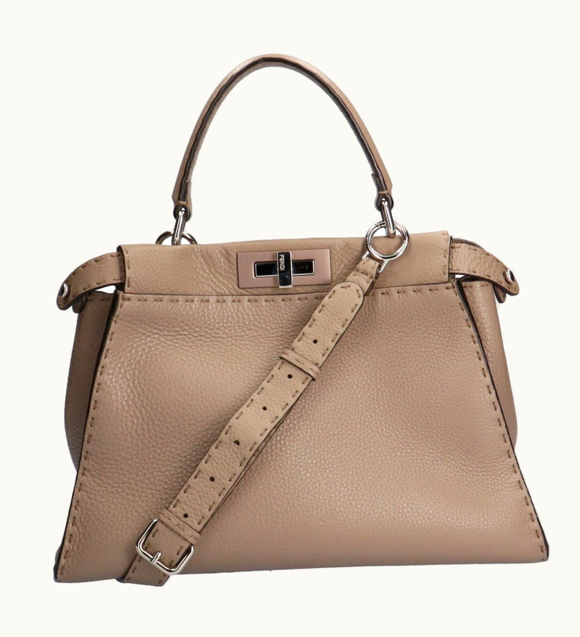 Fendi Fendi Peeker Boo Selleria Shoulder Bag Calf Gray Women's