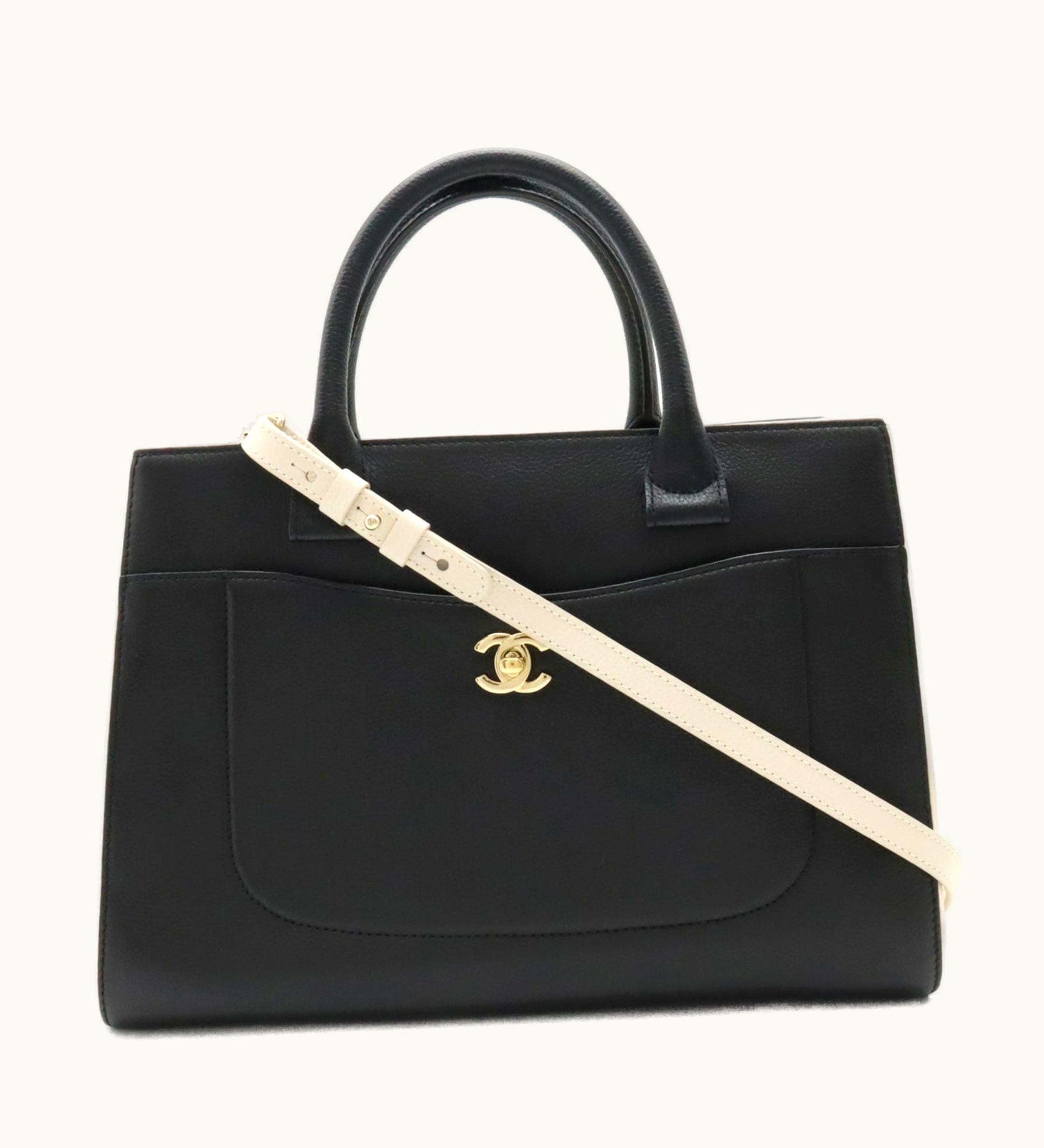 Chanel Chanel Neo Executive Line Coco Mark Handbag Shoulder Bag Leather Black Light Beige A69930