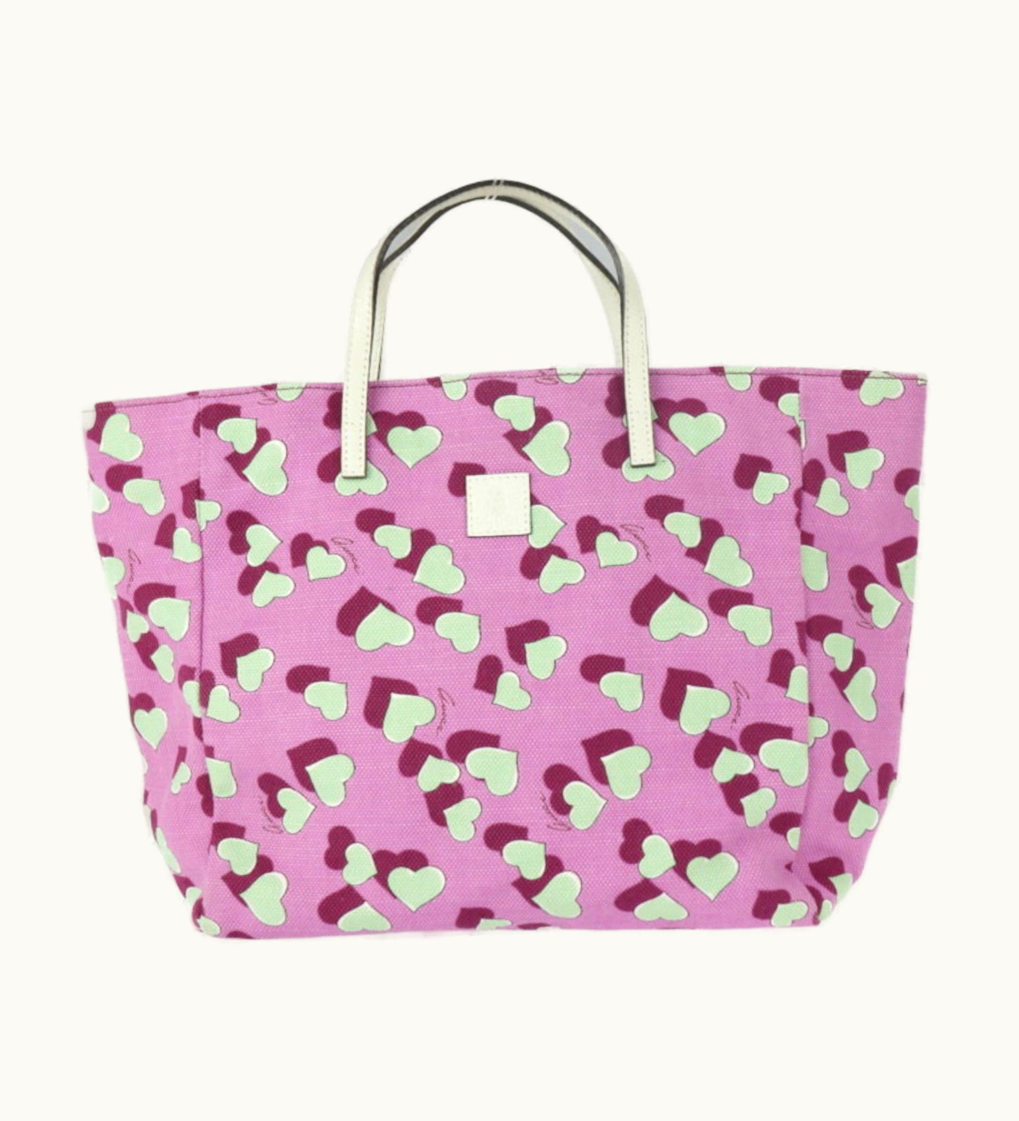 Gucci Gucci Baby Heart Tote Bag Children's Handbag 284721 Canvas Leather Pink Series Multicolor