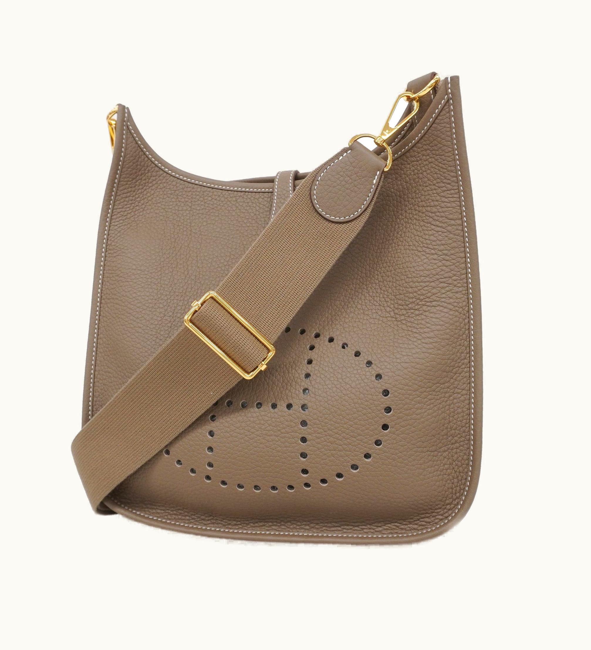 Hermès Hermès Evelyne Evelyne 3 U Stamp Women's Togo Leather Shoulder Bag Etoupe