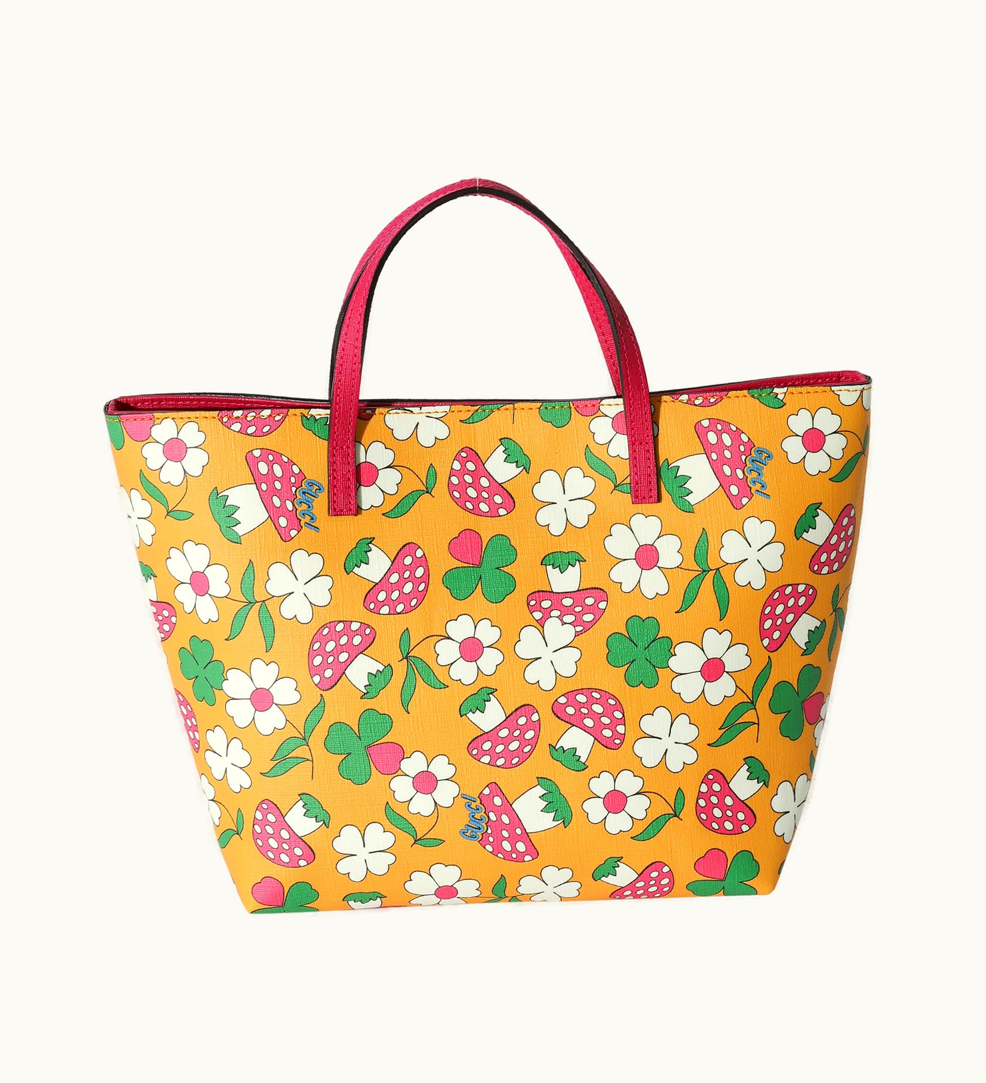 Gucci Gucci Multicolor Mushroom Print Canvas Kid's Tote