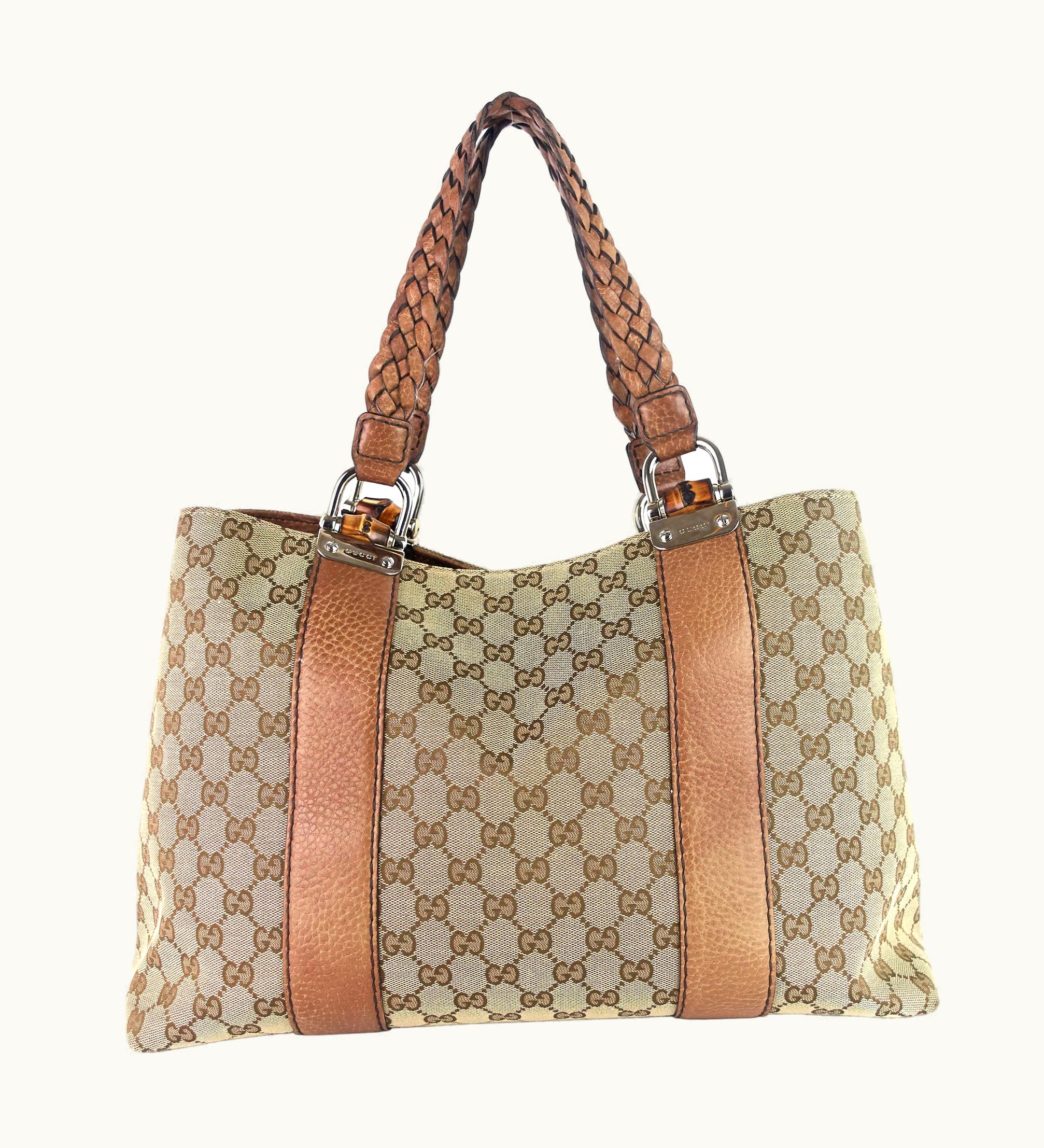 Gucci Gucci Libeccio Bamboo Bar Medium Canvas Tote Bag