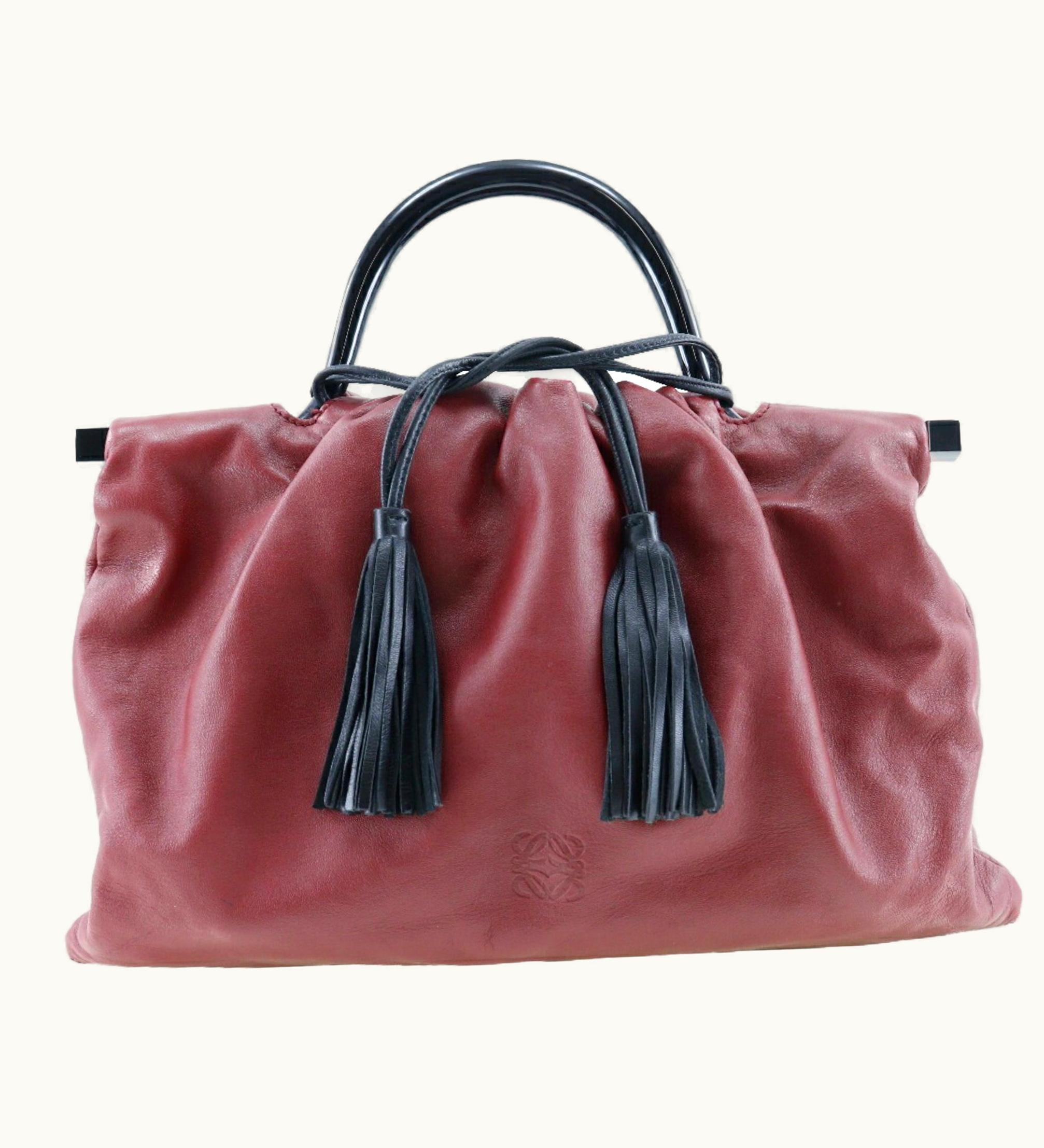 Loewe Loewe One Handle Handbag Fringe Anagram Logo Calf Red Women's