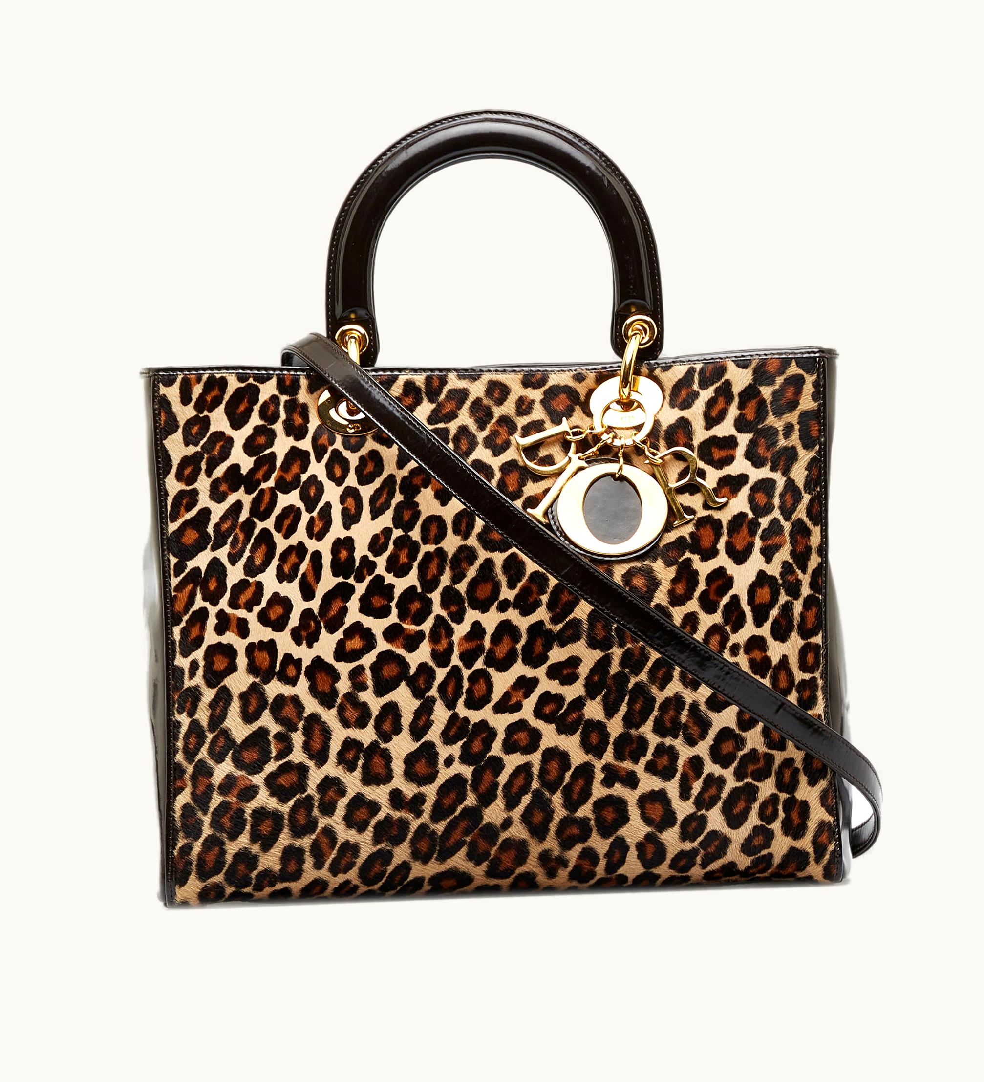 Dior Diorlarge Leopard Print Pony Hair Lady