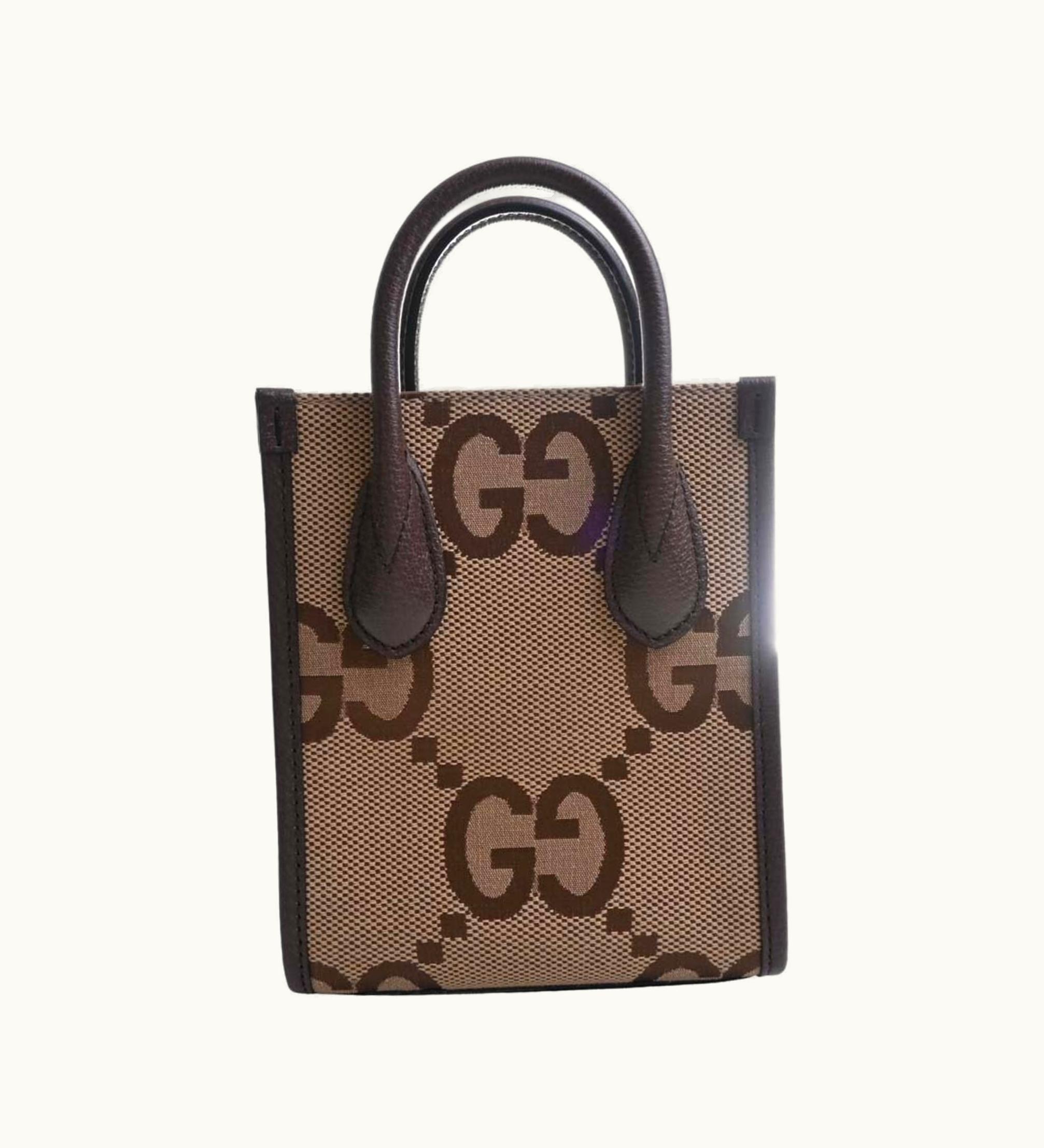Gucci Gucci Jumbo GG Canvas Leather Tote Bag Shoulder 699406 Beige/Brown Women's