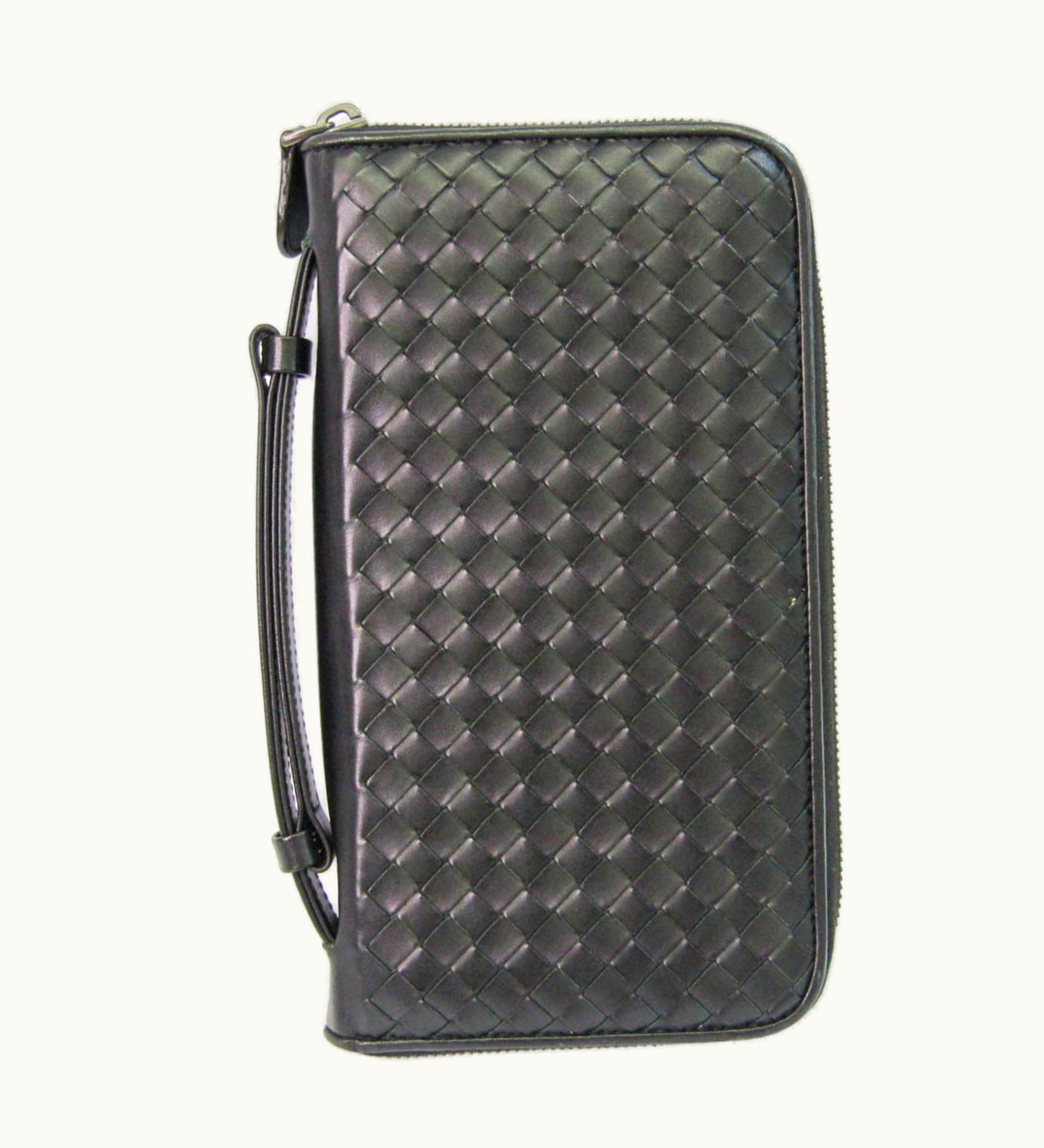 Bottega Veneta Bottega Veneta Intrecciato Men's Leather Long Wallet (Bi-Fold) Black