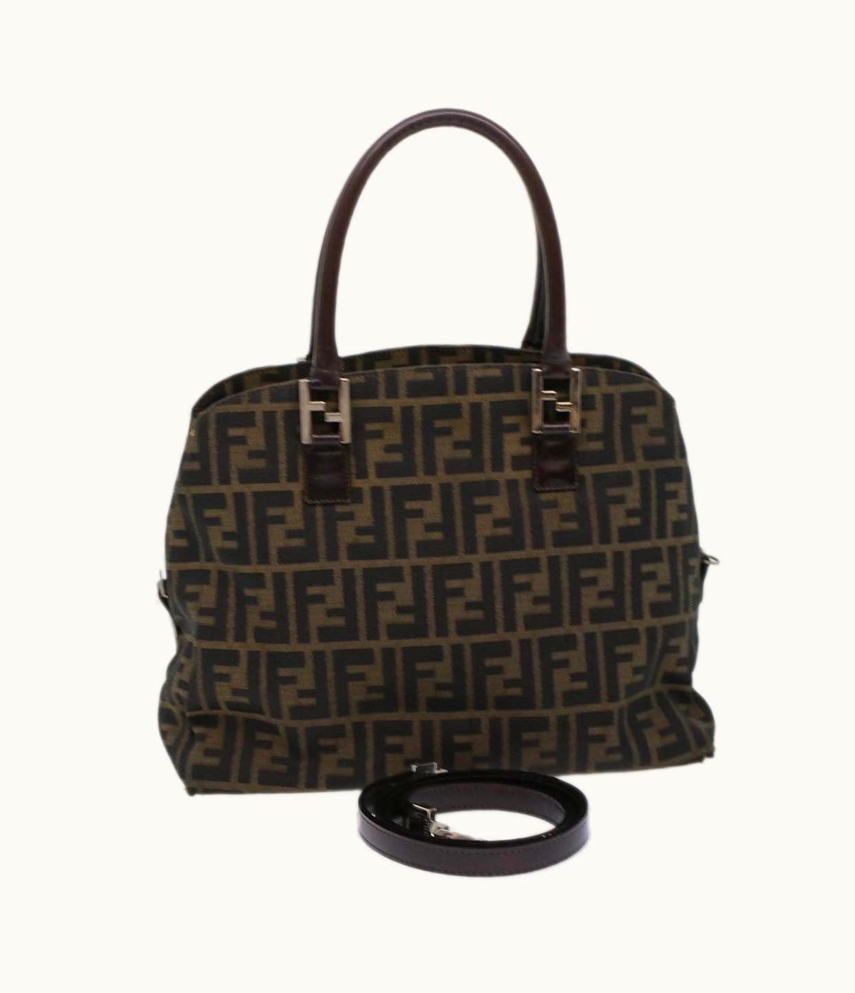 Fendi Fendi Zucca Canvas Hand Bag 2Way Black Brown