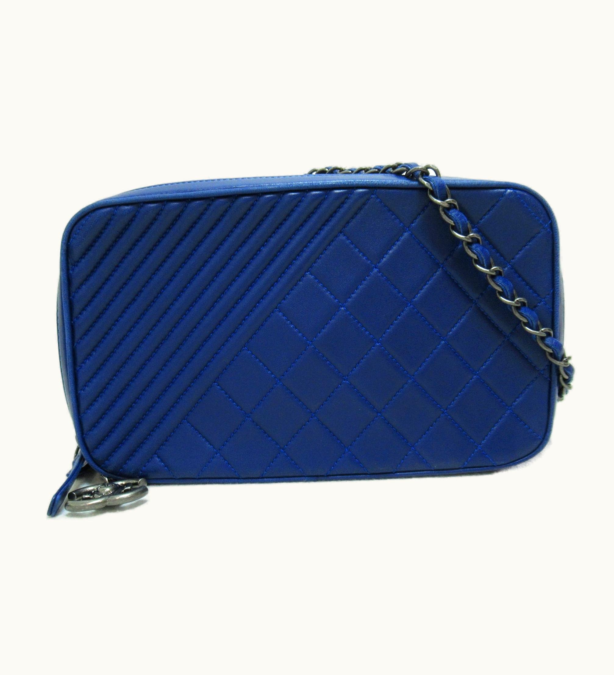 Chanel Chanel Cocoboy Camera Chainshoulder Bag Blue Leather A92656