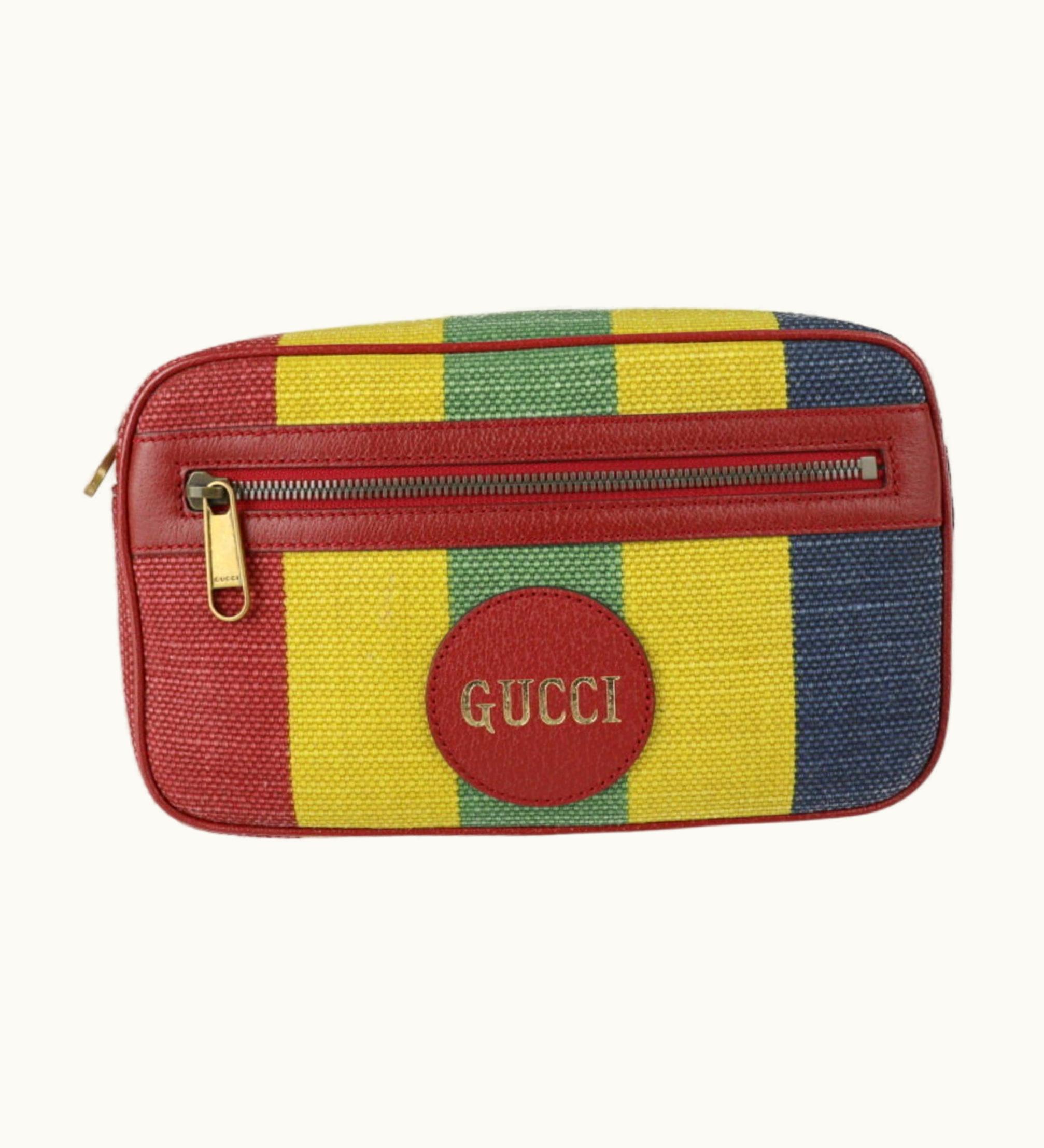 Gucci Gucci Baiadera Waist Bag 625895 Notation Size 80/32 Canvas Leather Multicolor Gold Hardware Belt Body