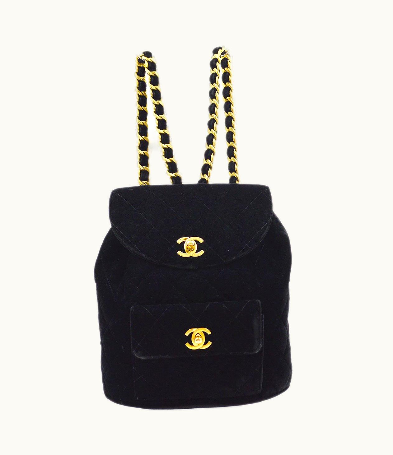 Chanel Chanel * 1990S Black Velvet Duma Backpack Medium 70879