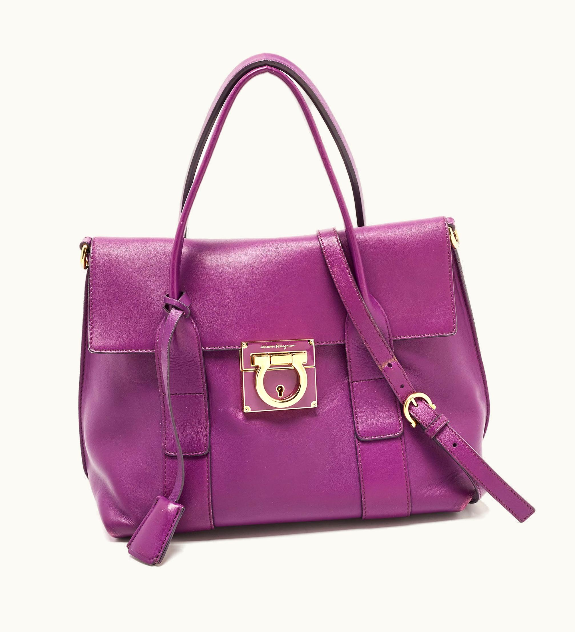 Salvatore Ferragamo Salvatore Ferragamo Purple Leather Sookie Tote