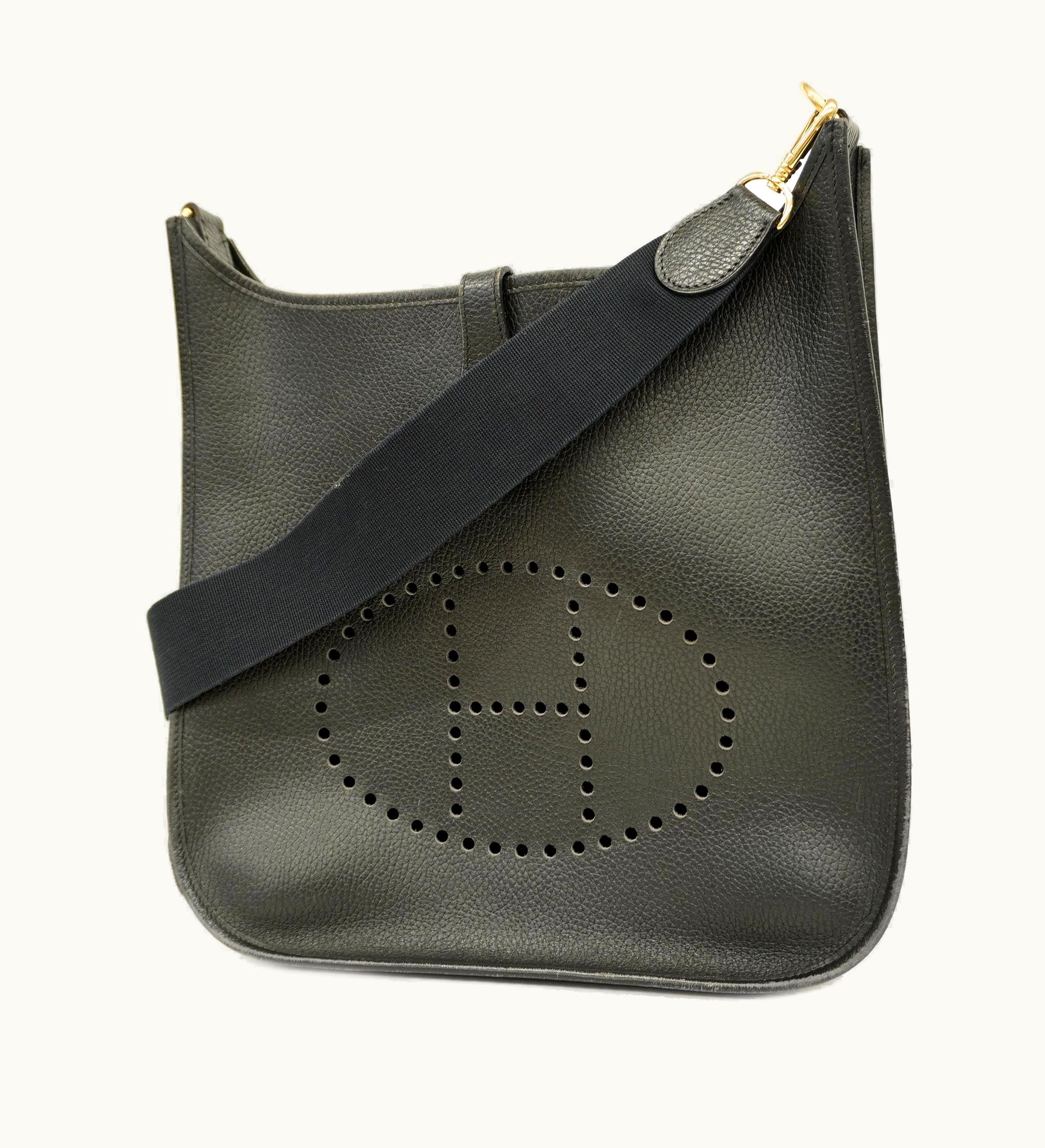 Hermès Hermès   Evelyne 1 A Stamp Women's Ardennes Leather Shoulder Bag Black