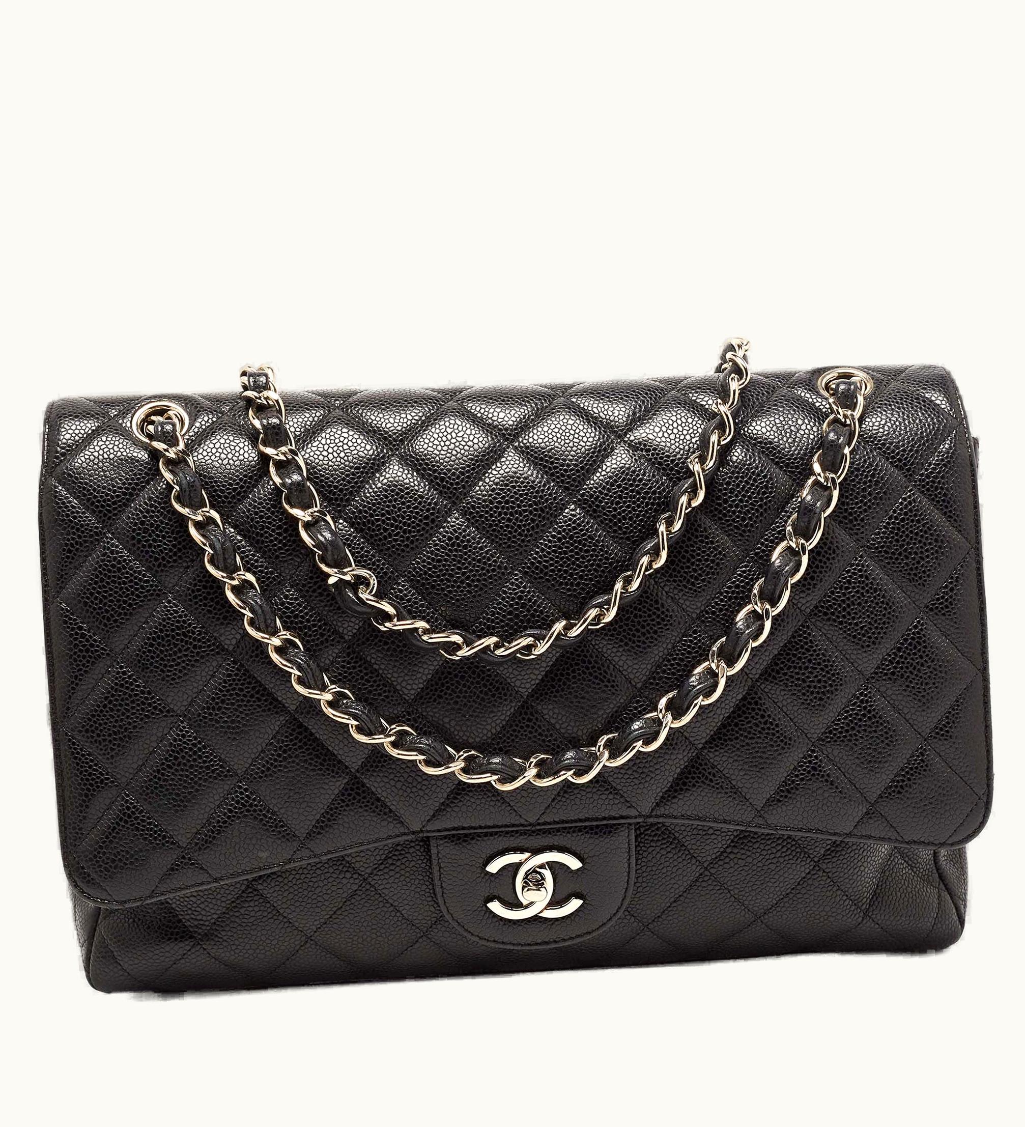 Chanel Chanel Maxi Classic Single Flap Bag Black Caviar Leather