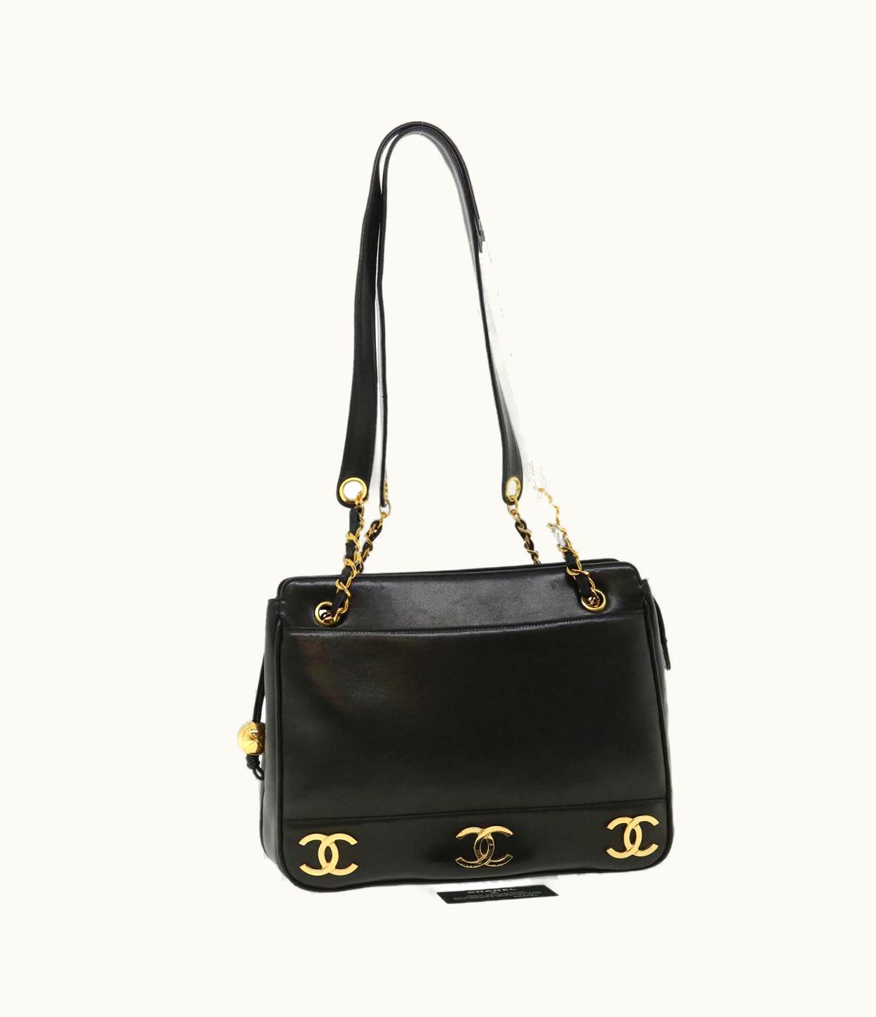 Chanel Chanel Chain Shoulder Bag Lamb Skin Black CC