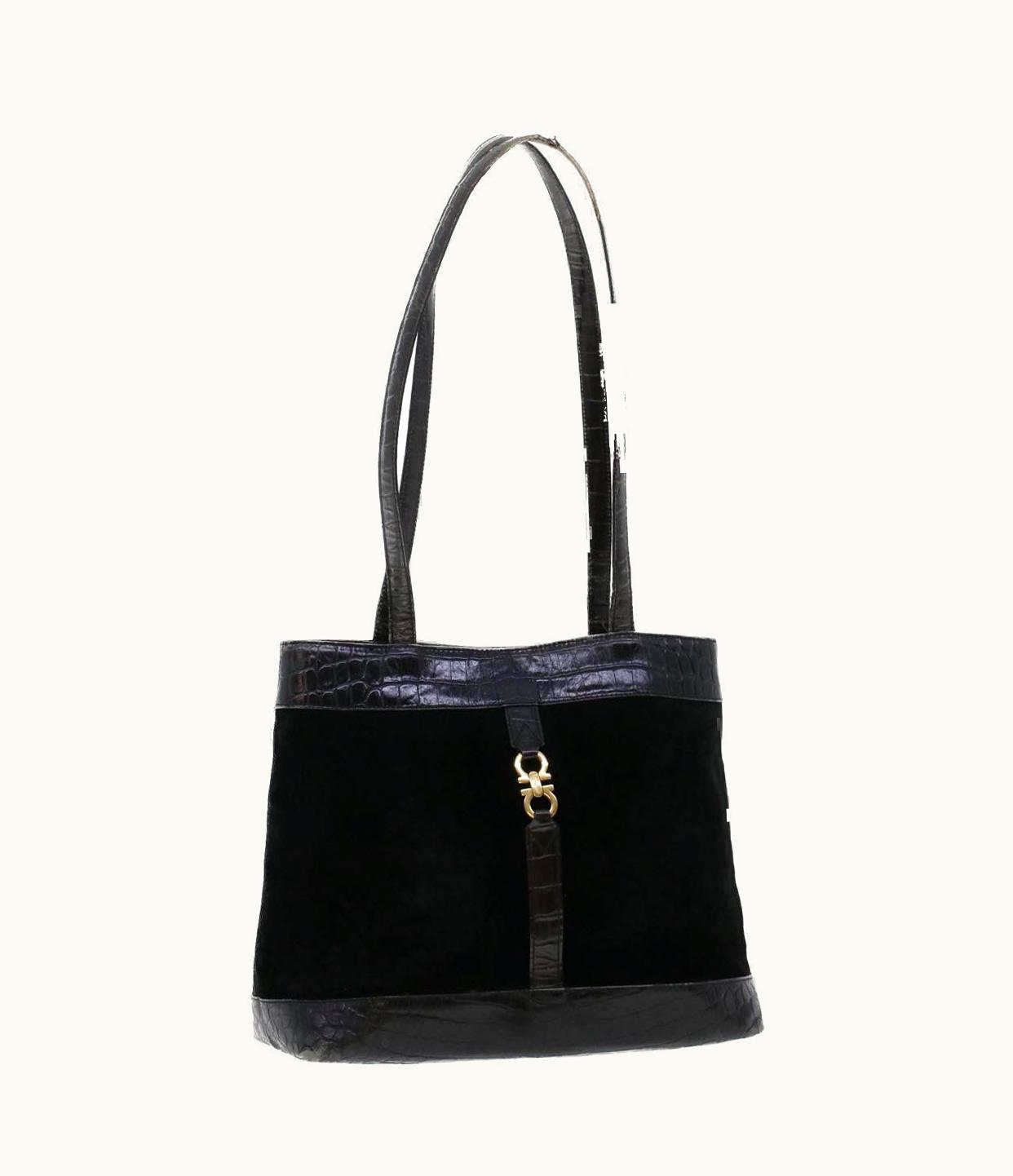 Salvatore Ferragamo Salvatore Ferragamo Shoulder Bag Suede Leather Black