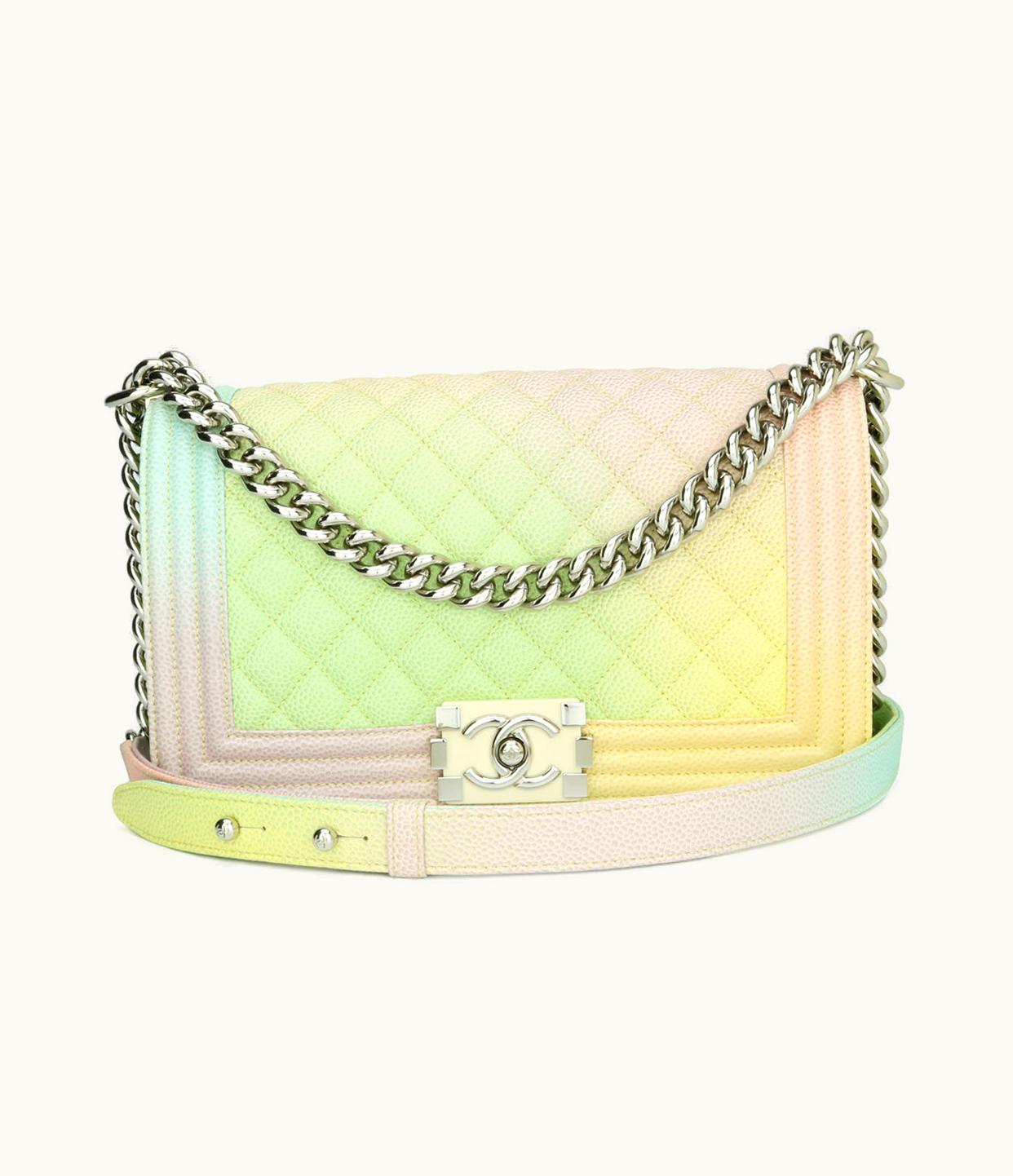 Chanel Chanel Medium Boy Rainbow Caviar Shiny Silver Hardware 2018