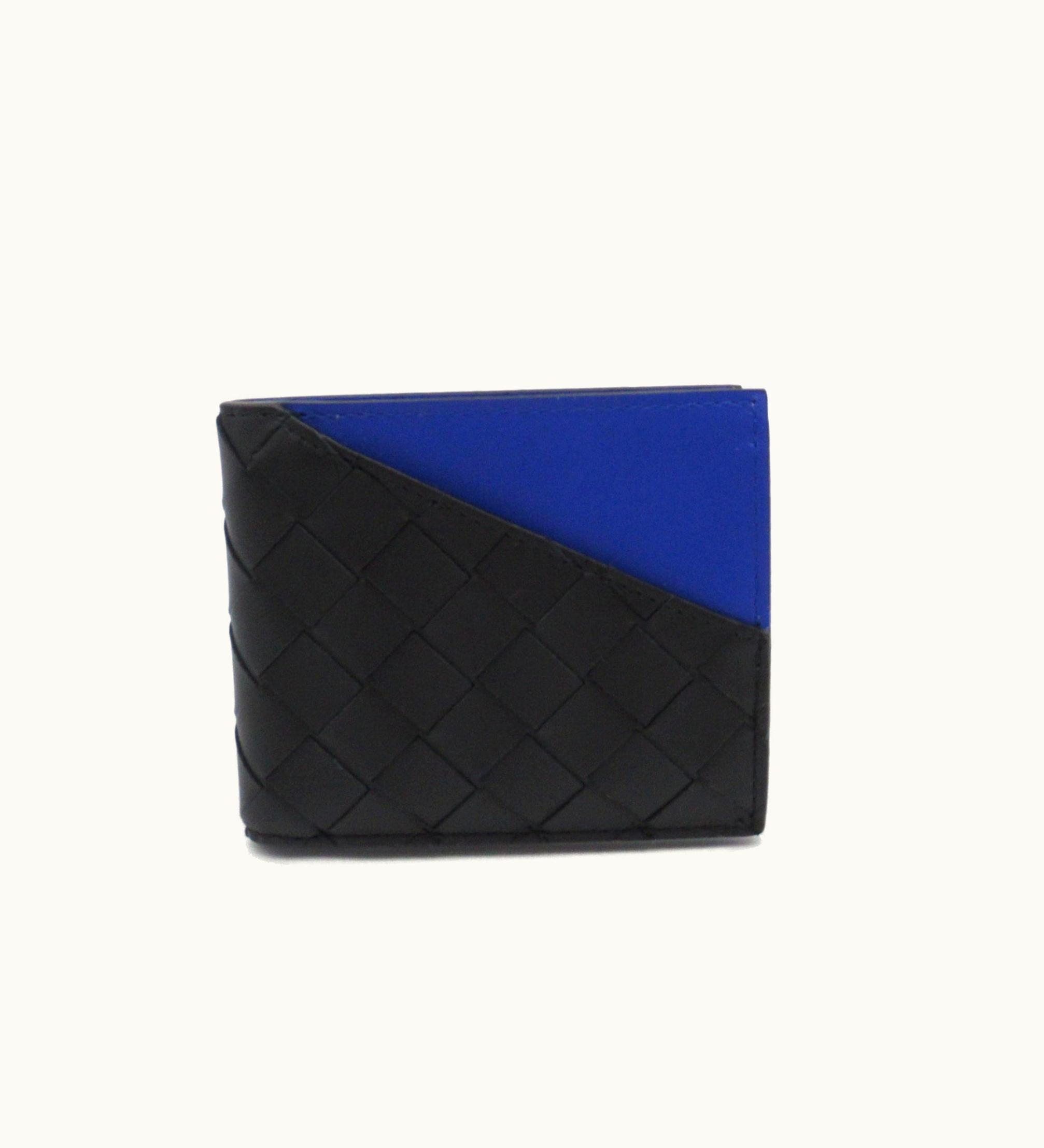 Bottega Veneta Bottega Veneta Two Fold Wallet Black Blue Leather 619390-Vcpq7/1015