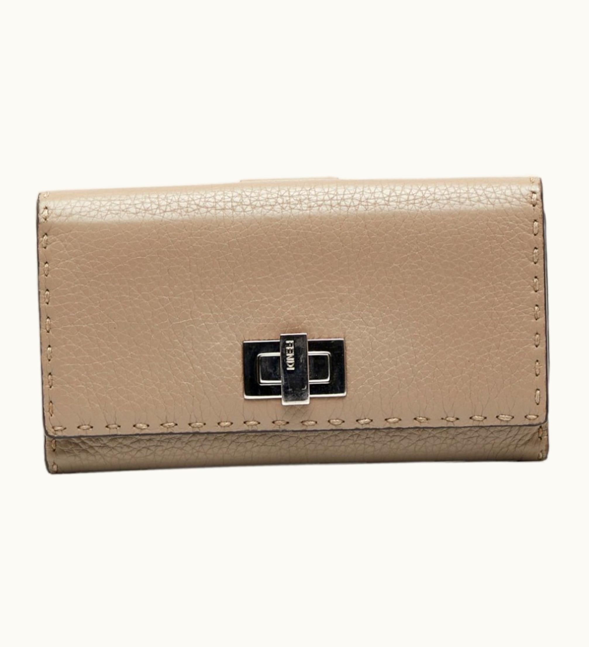 Fendi Fendi Selleria Peekaboo Long Wallet Bi-Fold 8M0308 Gray Leather Ladies