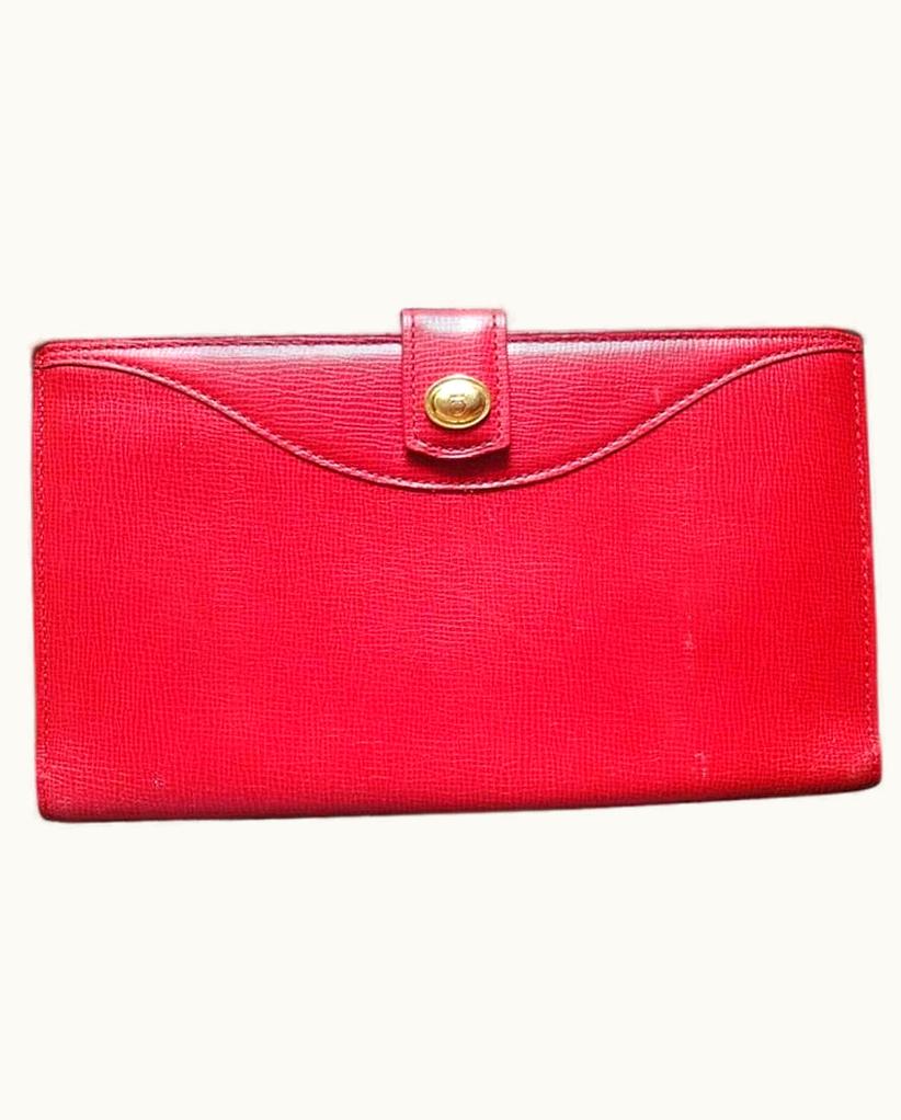 Dior Dior Christian Dior Vintage Red Genuine Leather Wallet With Gold Tone Cd Charm