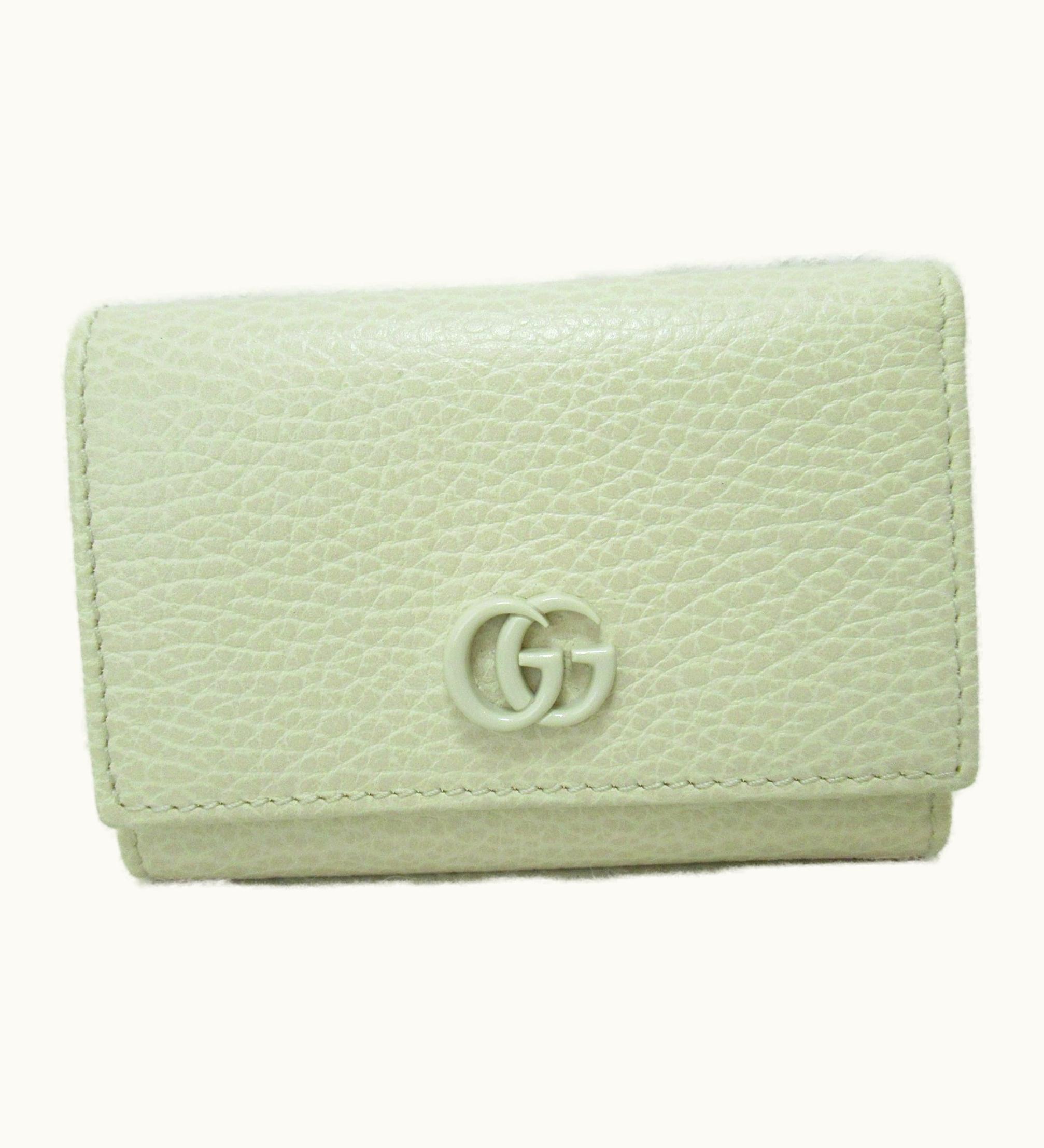 Gucci Gucci GG Momant Trifold Wallet White Leather 644407