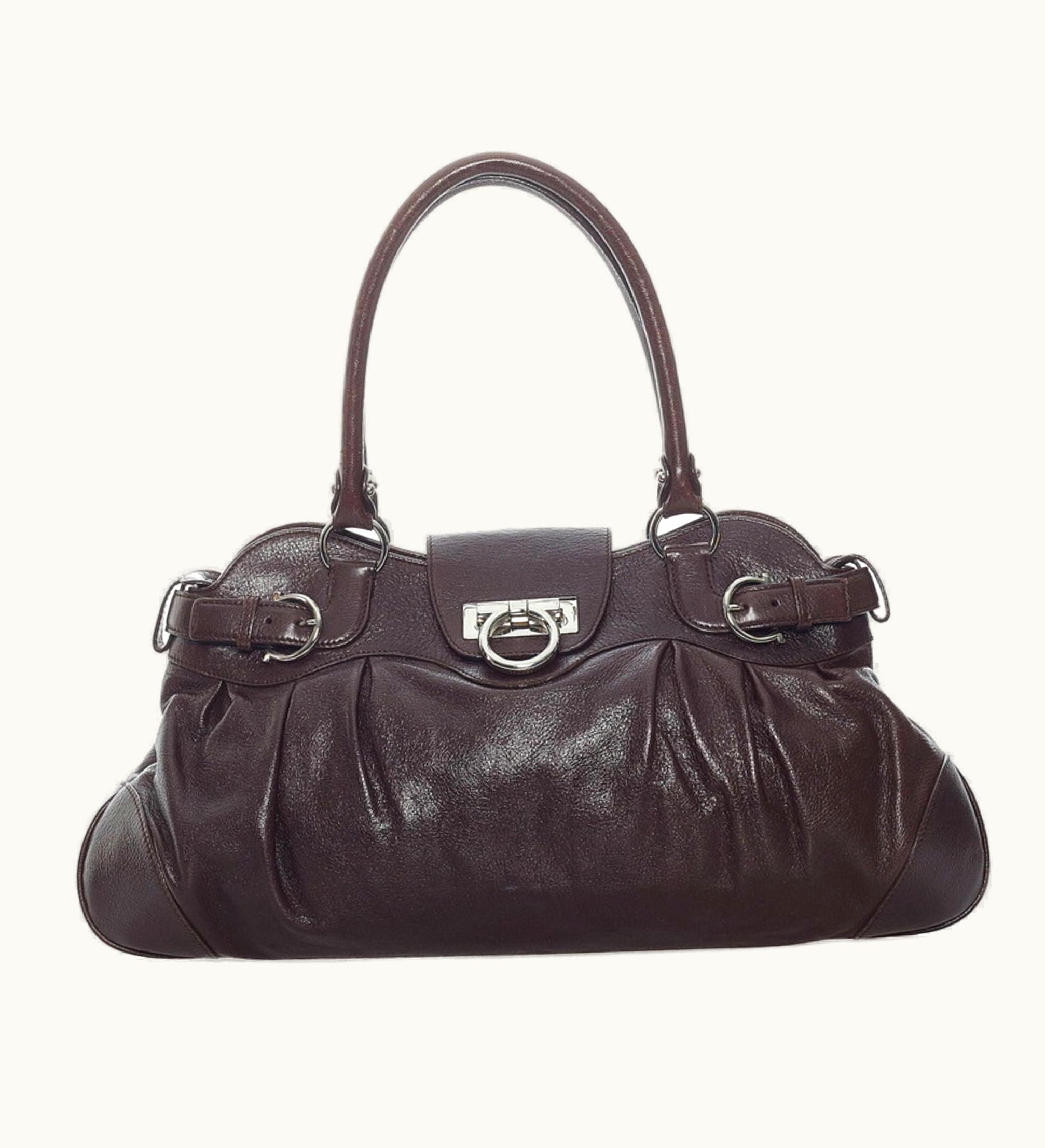 Salvatore Ferragamo Salvatore Ferragamo Gancini Shoulder Bag Au215370 Brown Leather Ladies