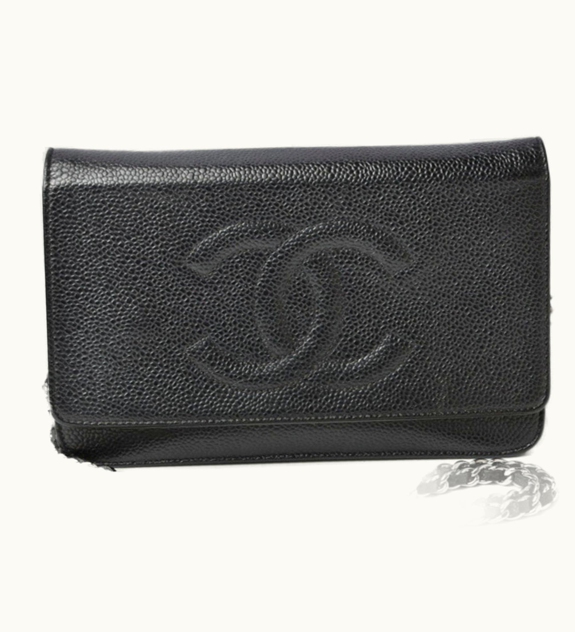 Chanel Chanel Chain Shoulder Bag Long Wallet Clutch Chanel Caviar Skin CC Mark Black