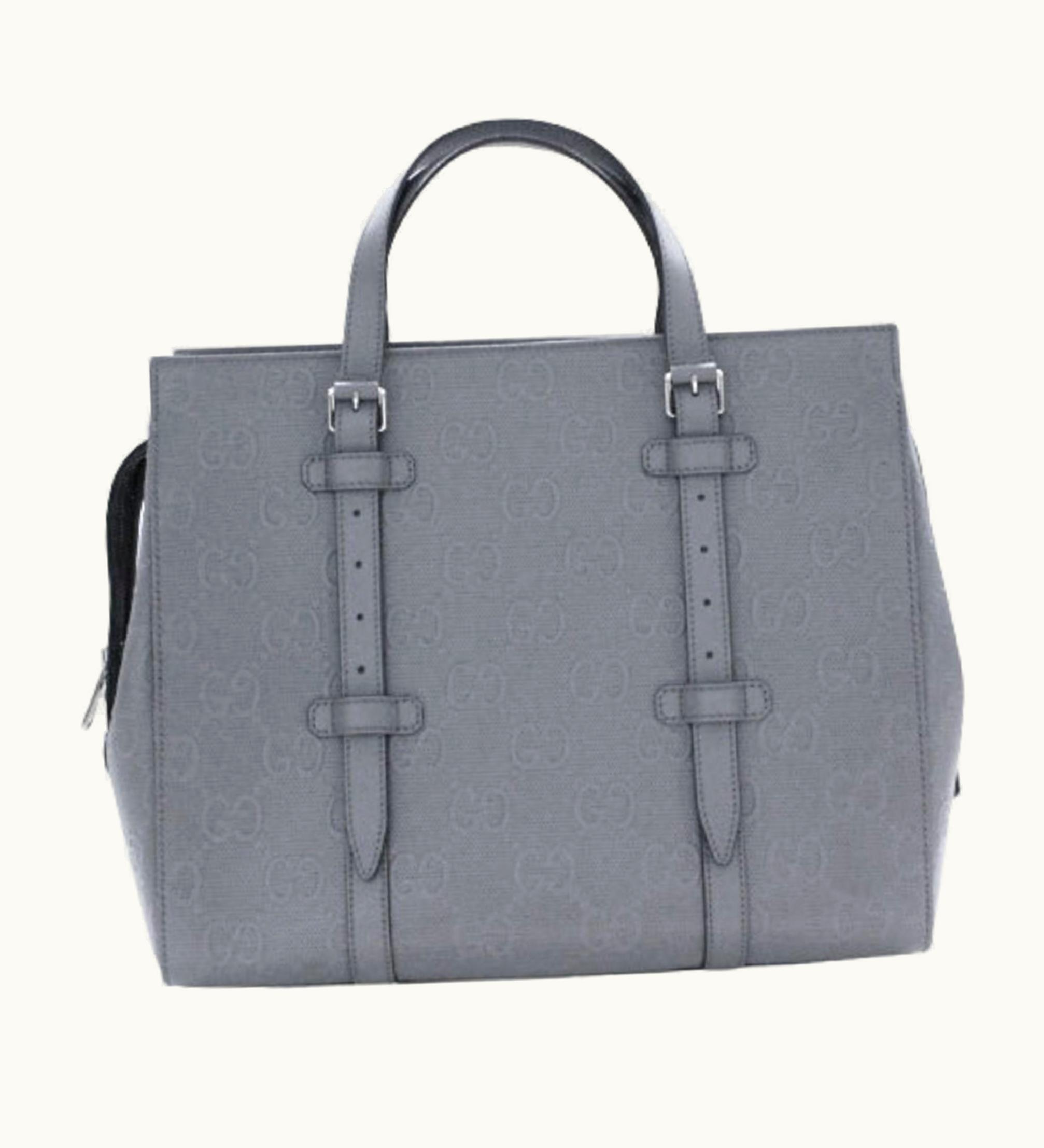 Gucci Gucci Bag Ladies GG Embossed Tote Handbag Leather Gray 625774