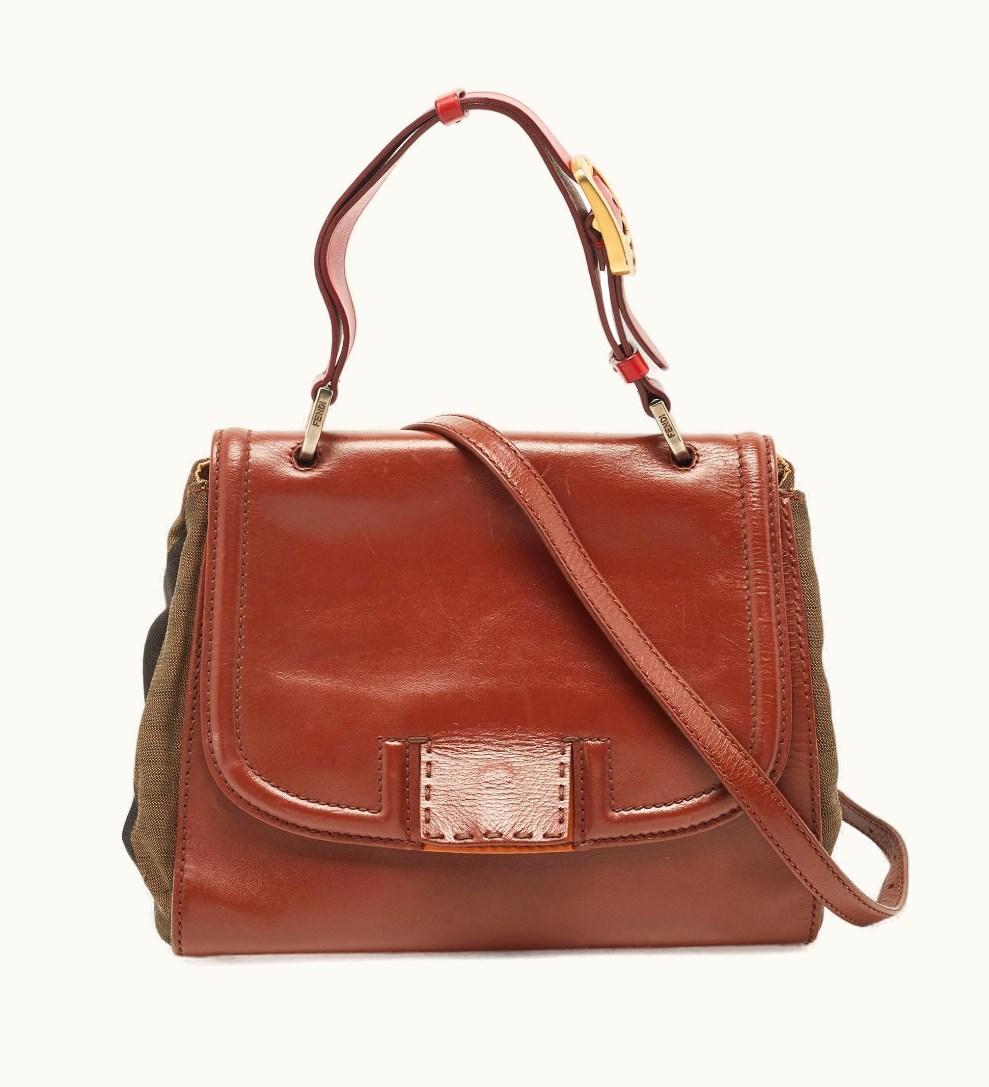 Fendi Fendi Multicolor Penguin Stripe Canvas And Leather Silvana Top Handle Bag