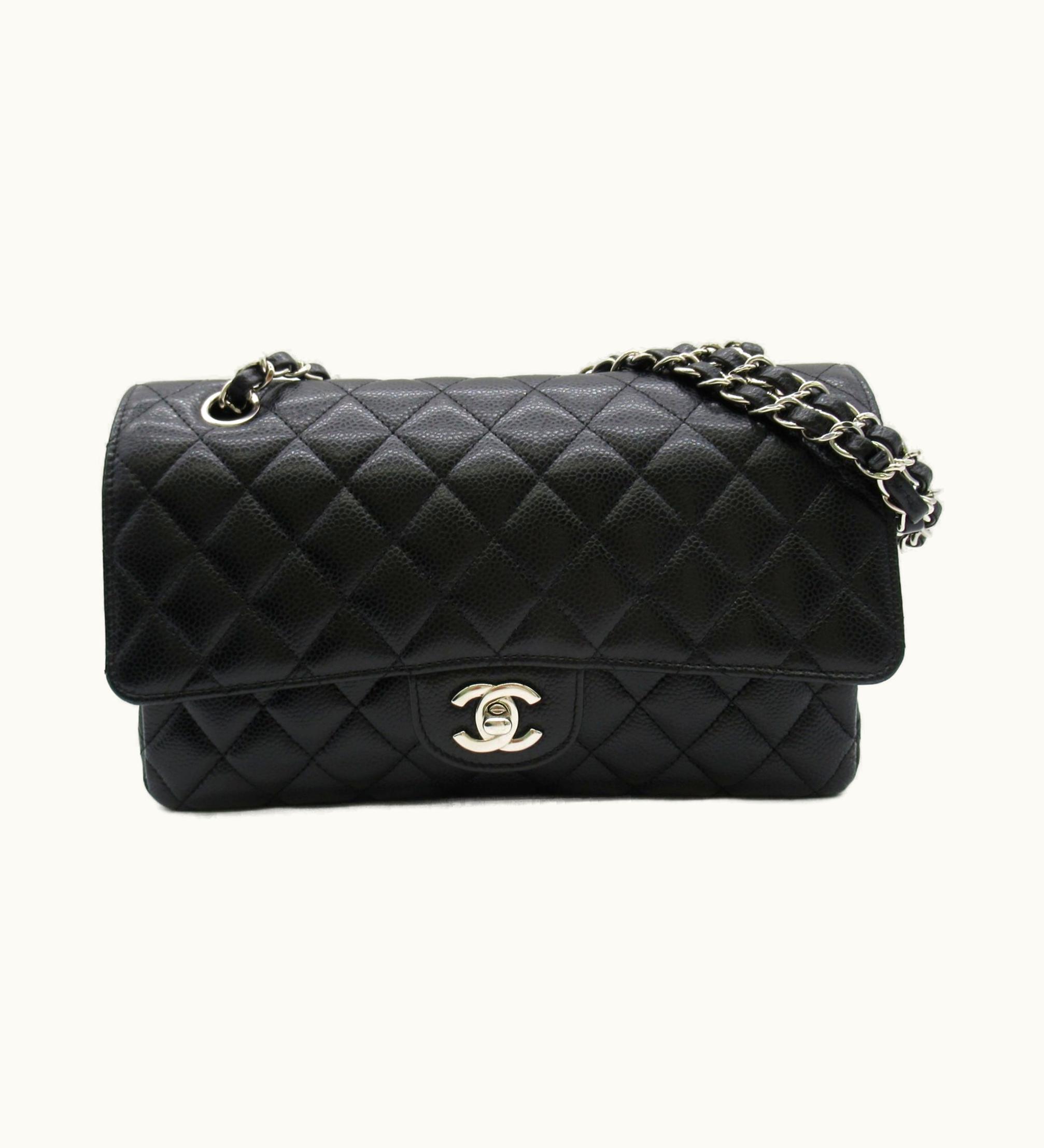 Chanel Chanel Matelasse W Flap Chain Shoulder Bag Black Caviar Skin [Grained Calf]