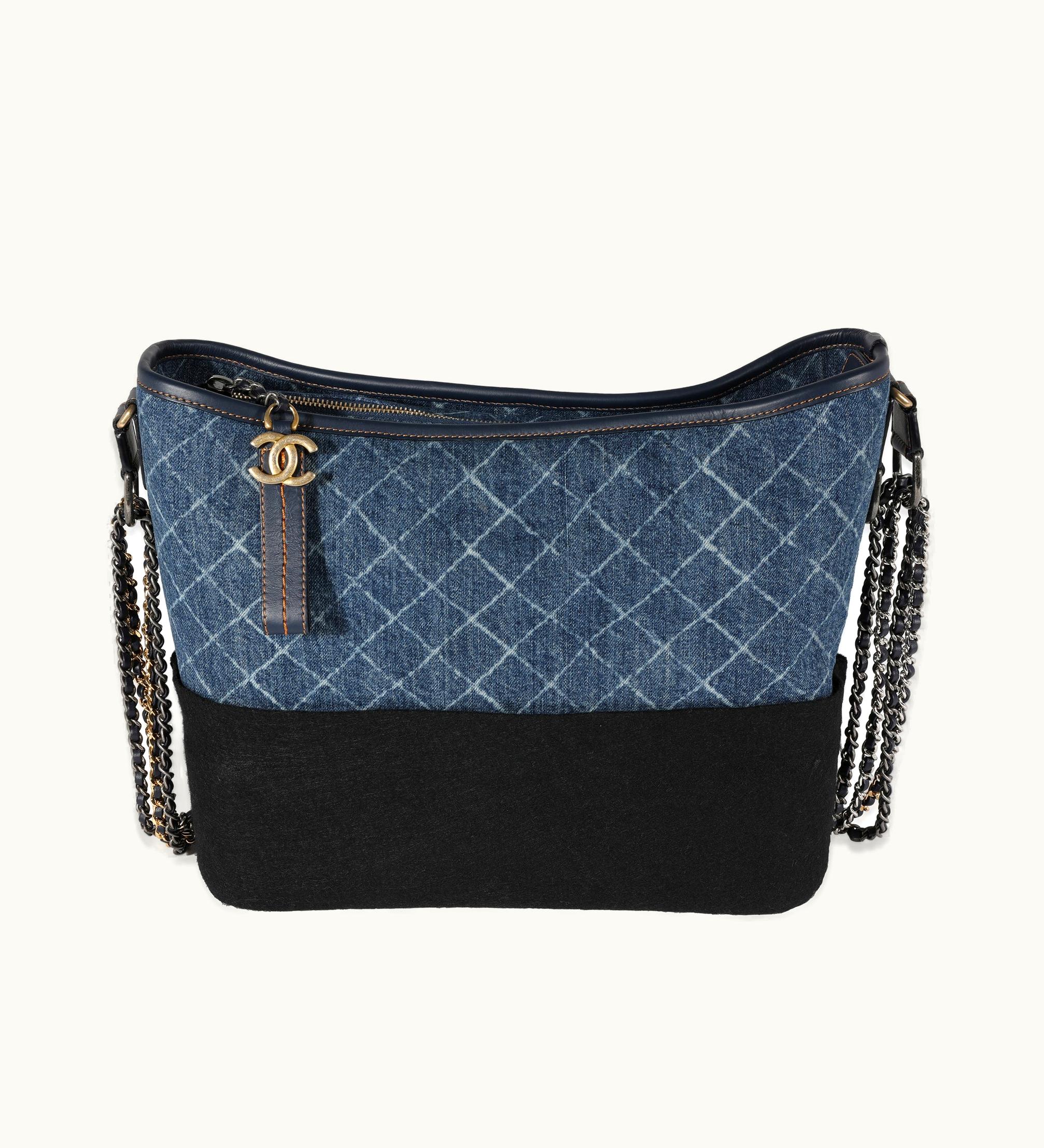 Chanel Chanel Blue Quilted Denim & Calfskin Large Gabrielle Hobo
