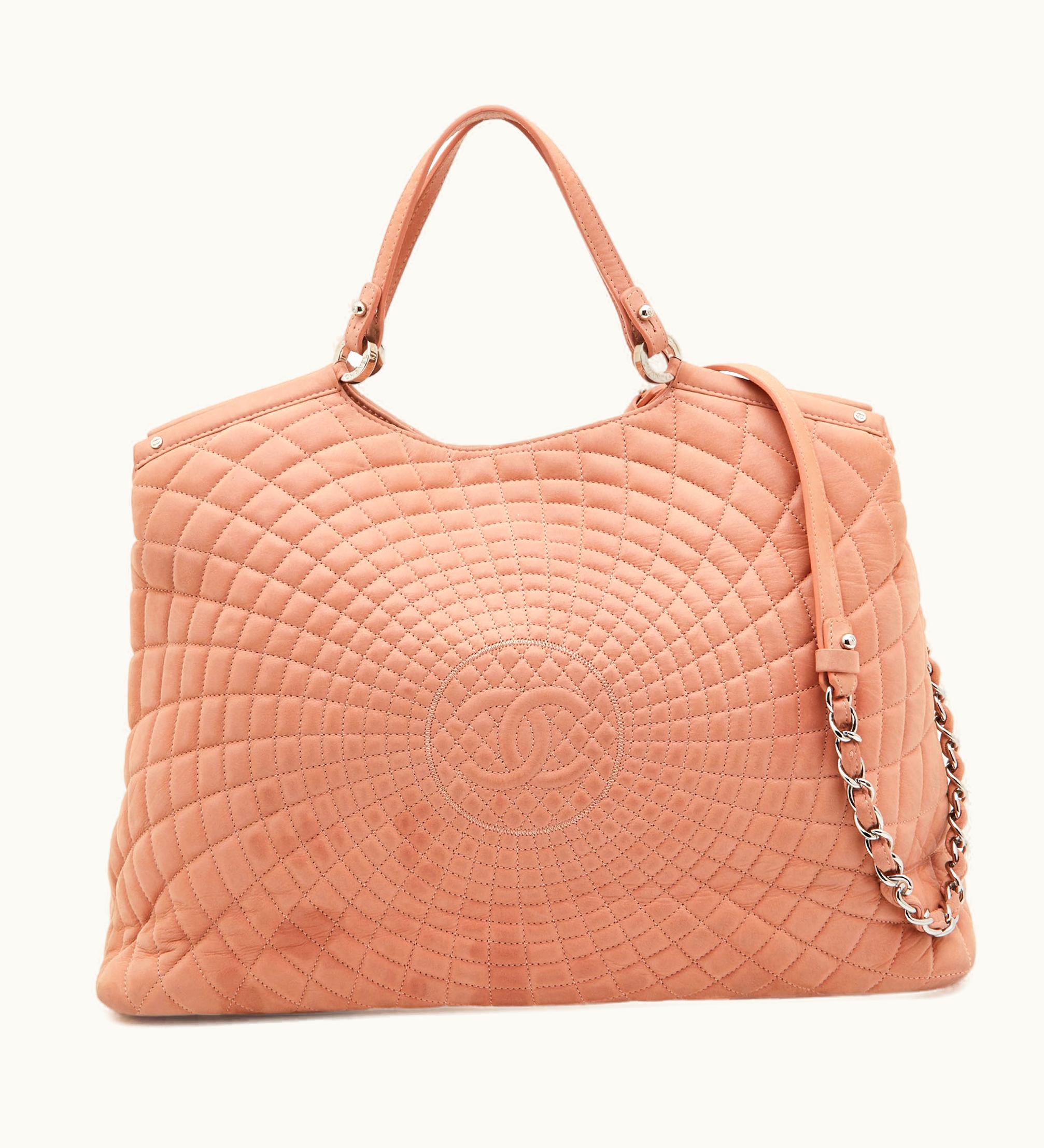 Chanel Chanel Light Pink Quilted Iridescent Leather Large Sea Hit Tote
