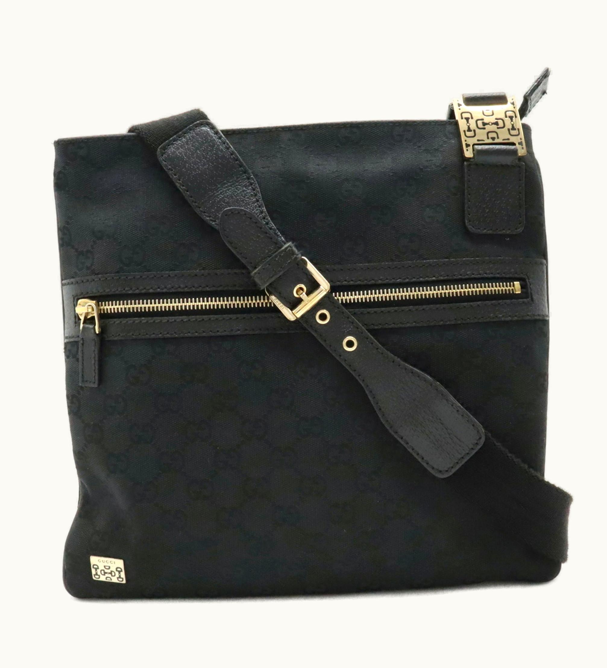 Gucci Gucci GG Canvas Horsebit Shoulder Bag Leather Black 145809