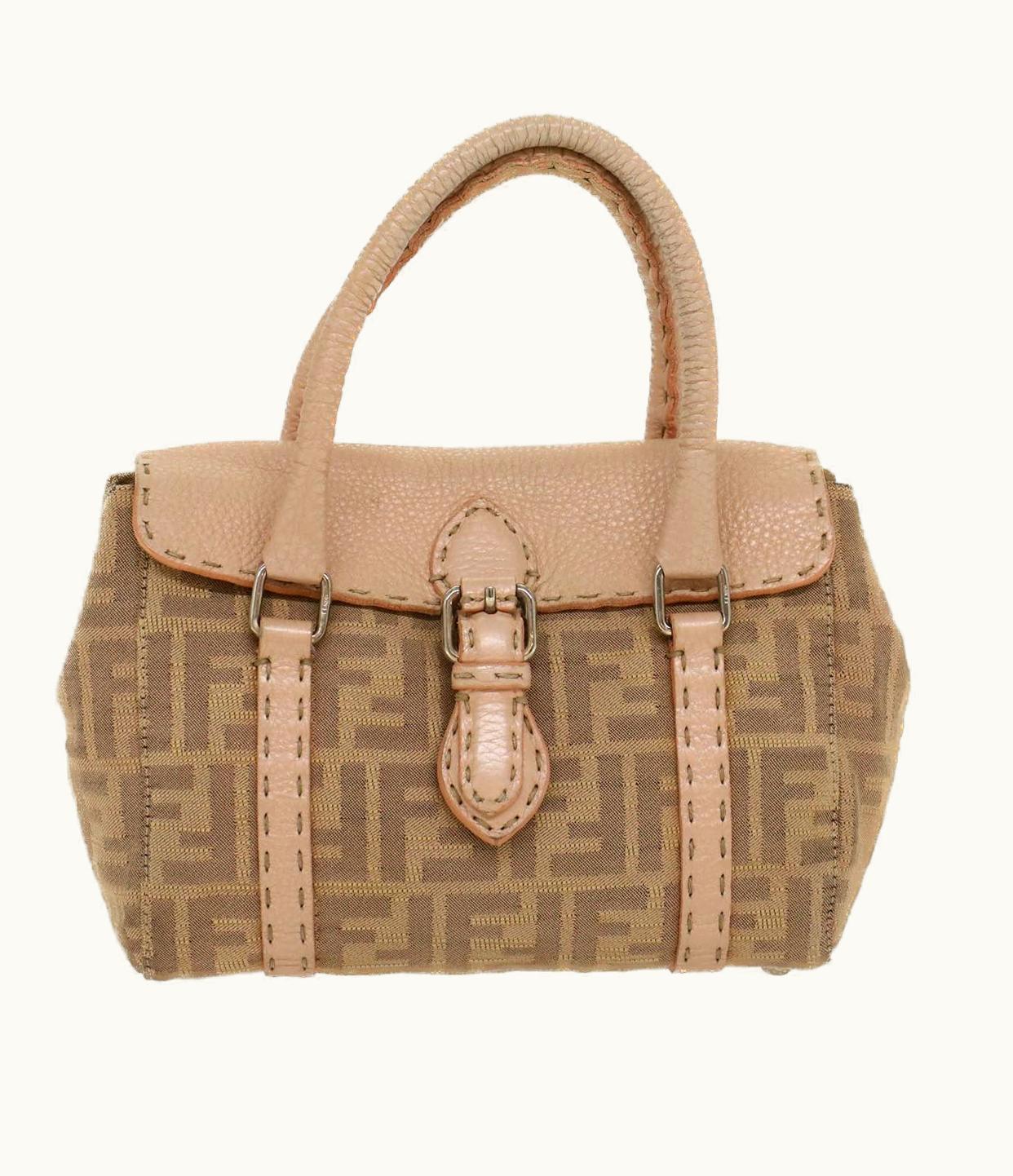 Fendi Fendi Zucca Canvas Linda Hand Bag Beige Pink