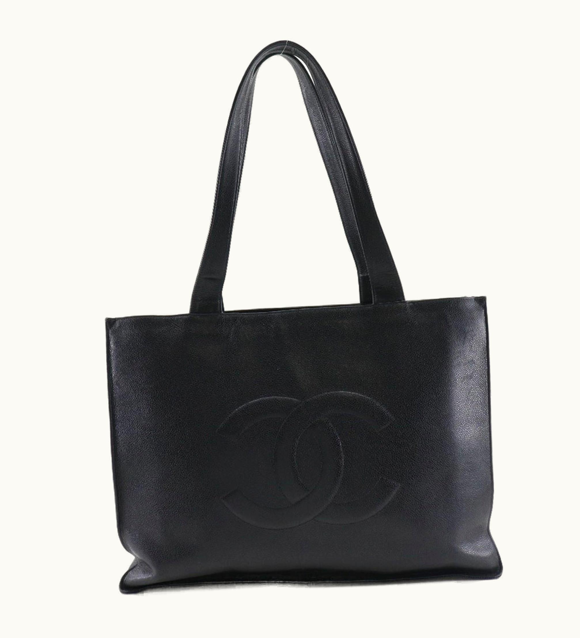 Chanel Chanel Coco Mark Matte Caviar Skin Black Women's Tote Bag
