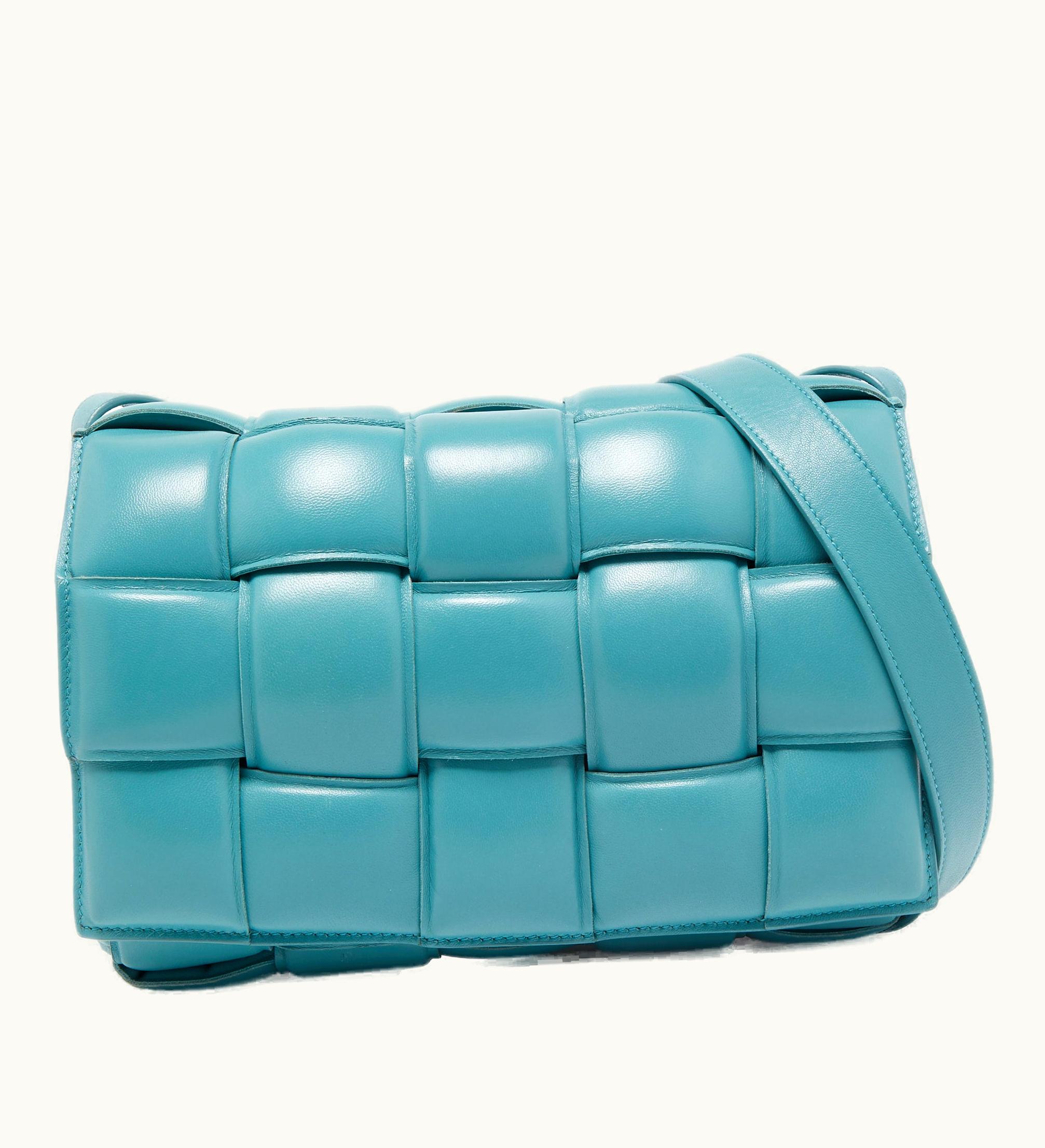 Bottega Veneta Bottega Veneta Turquoise Padded Leather Cassette Shoulder Bag