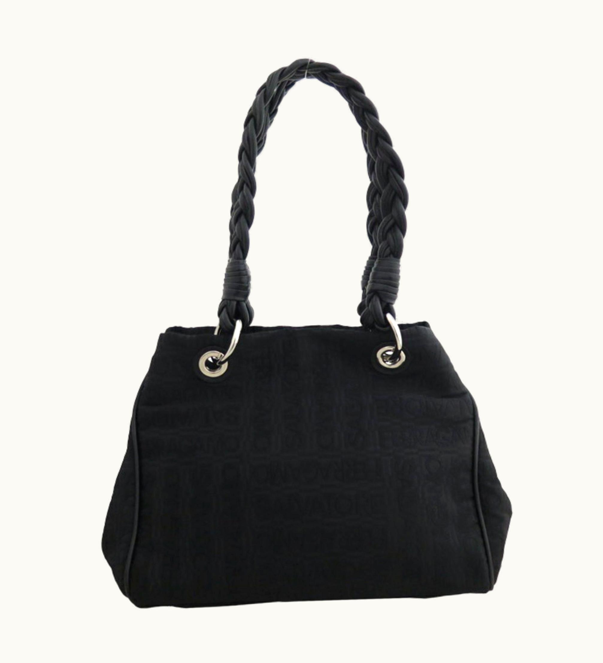 Salvatore Ferragamo Salvatore Ferragamo Shoulder Bag Canvas/Leather Black Silver Ladies