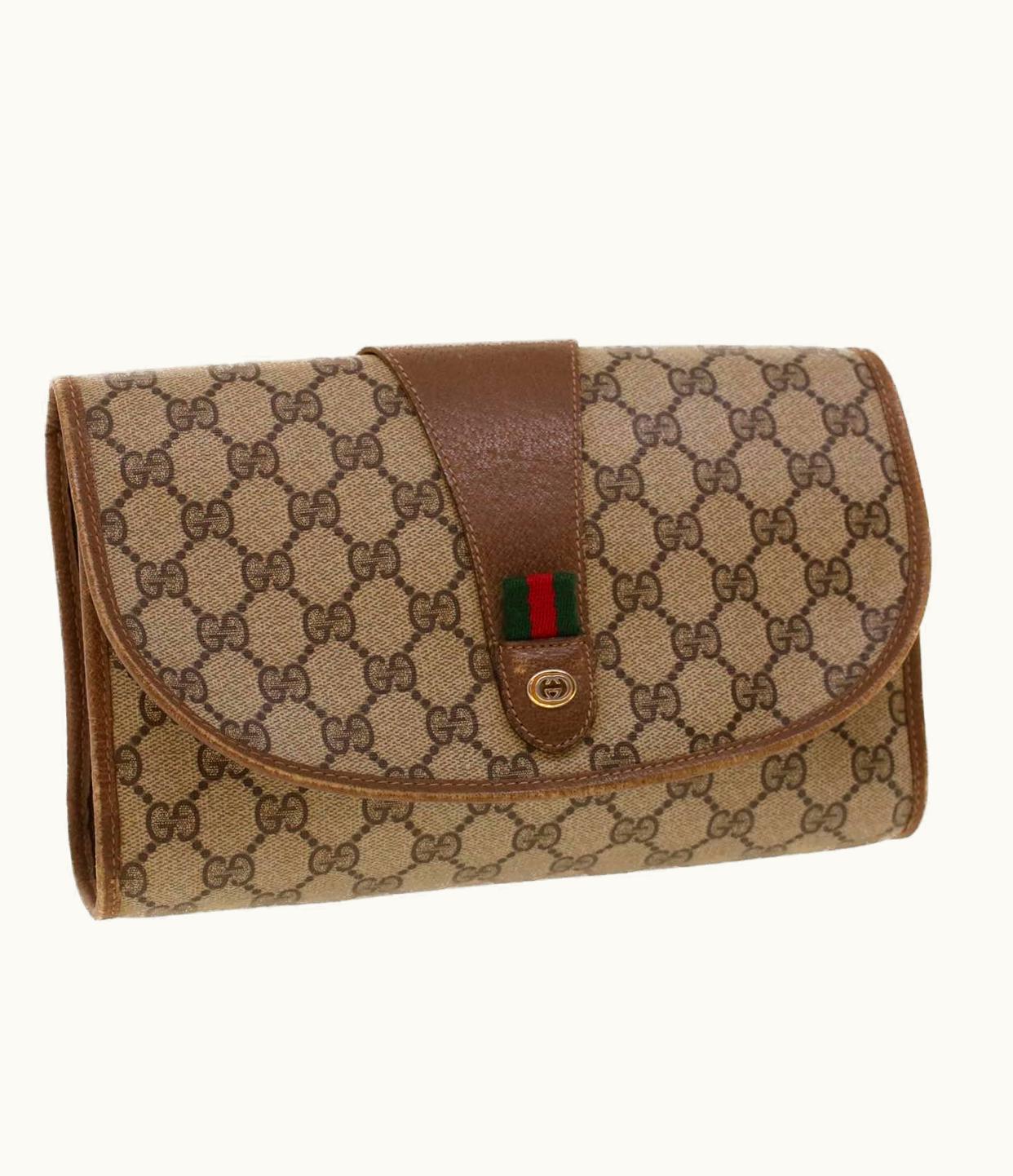 Gucci Gucci GG Canvas Clutch Bag Beige Red Green
