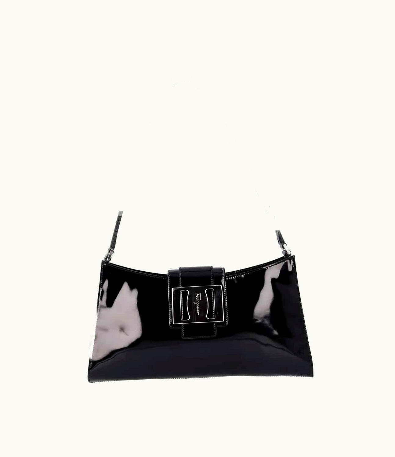 Salvatore Ferragamo Salvatore Ferragamo Vintage Patent Shoulder Bag Black