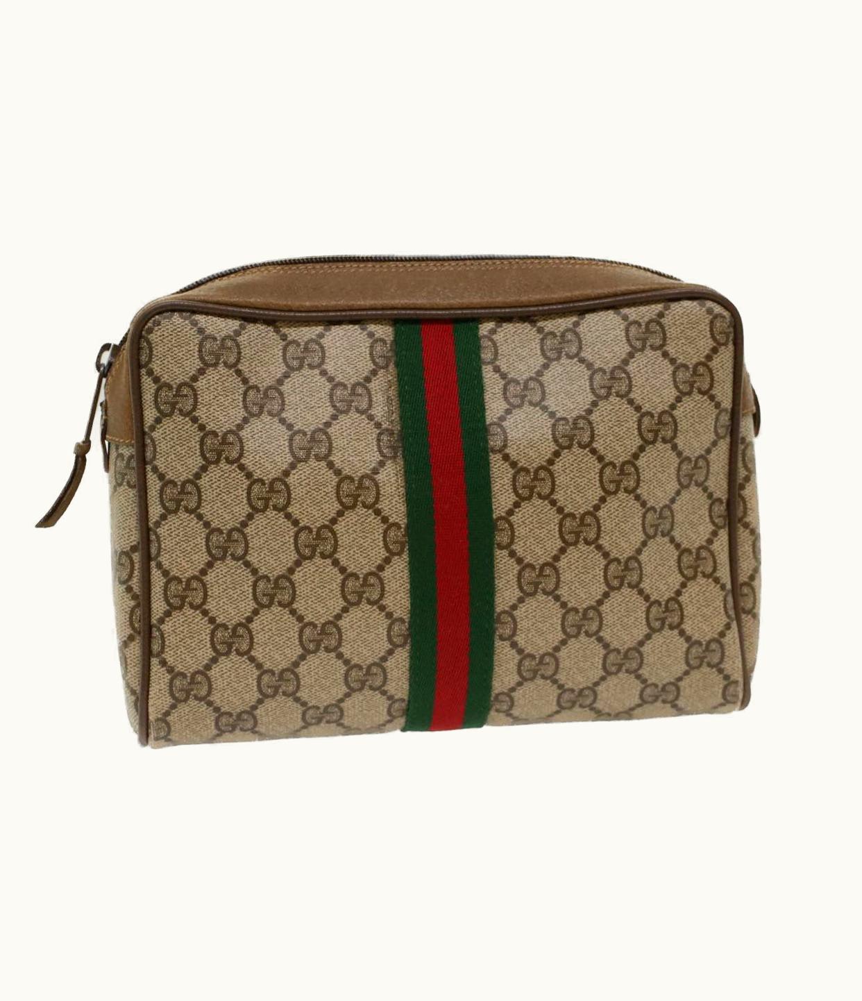 Gucci Gucci GG Canvas Web Sherry Line Clutch Bag Beige Red Green 39.01.012