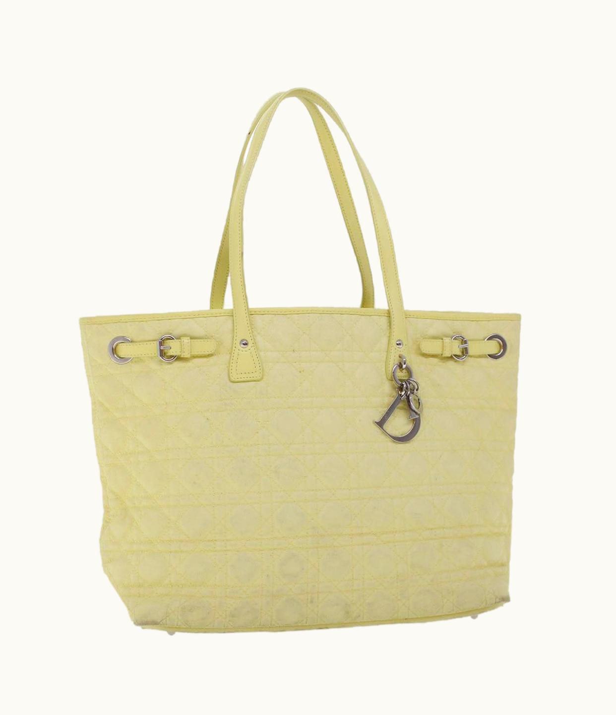 Dior Dior Christian Dior Lady Dior Canage Tote Bag Coated Canvas Yellow