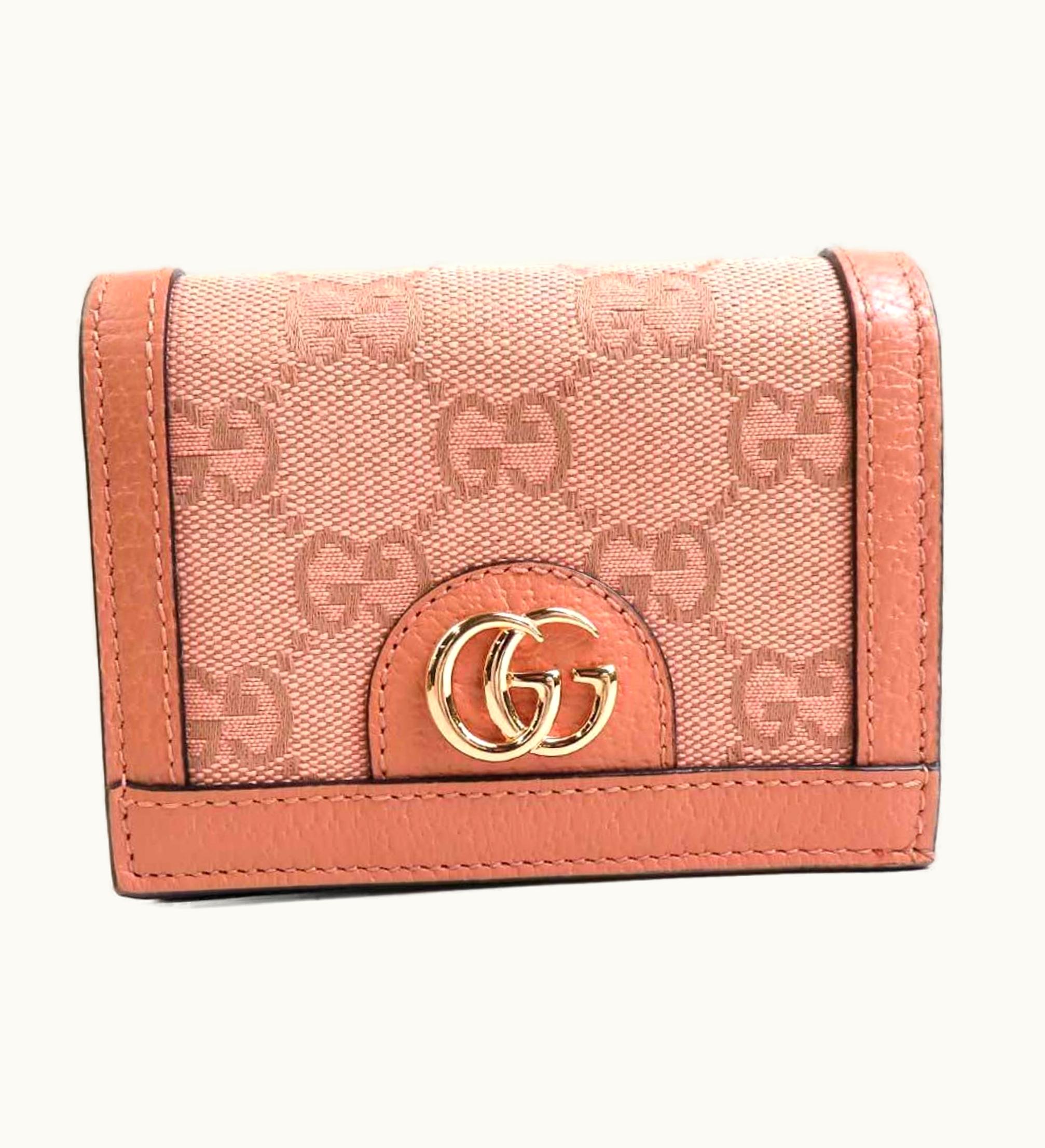 Gucci Gucci Bifold Wallet GG Canvas/Leather Pink Ladies 523155