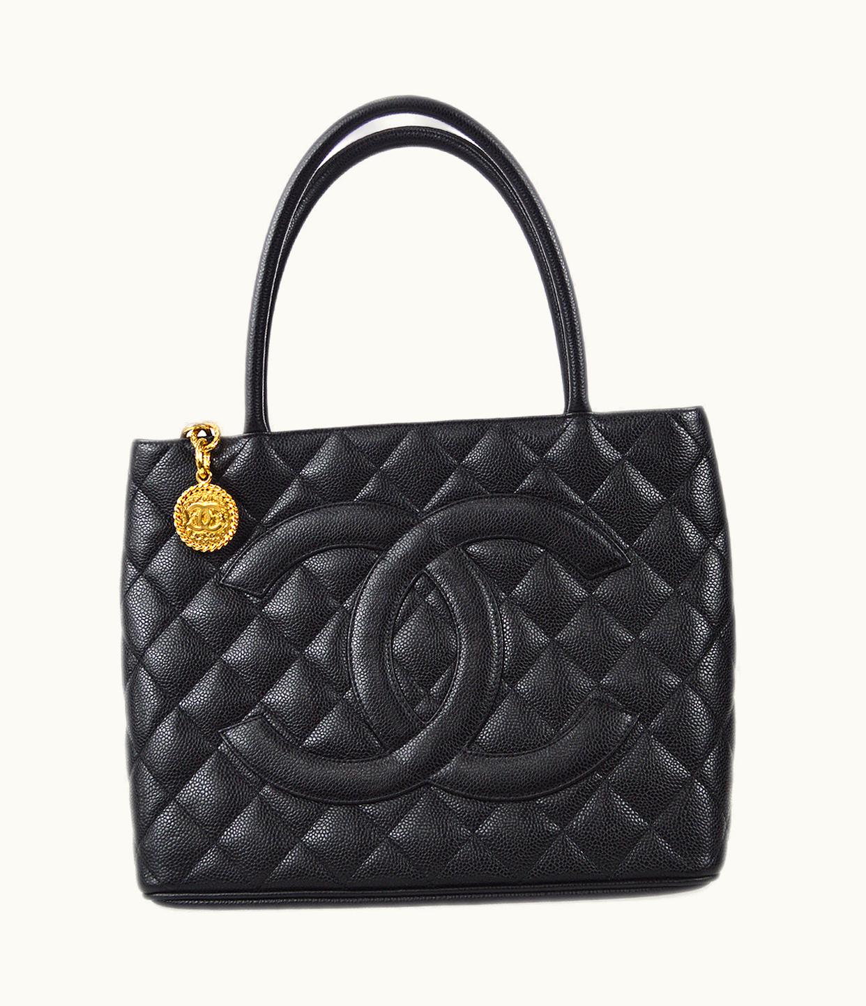 Chanel Chanel Medallion Tote Handbag Black Caviar 67911