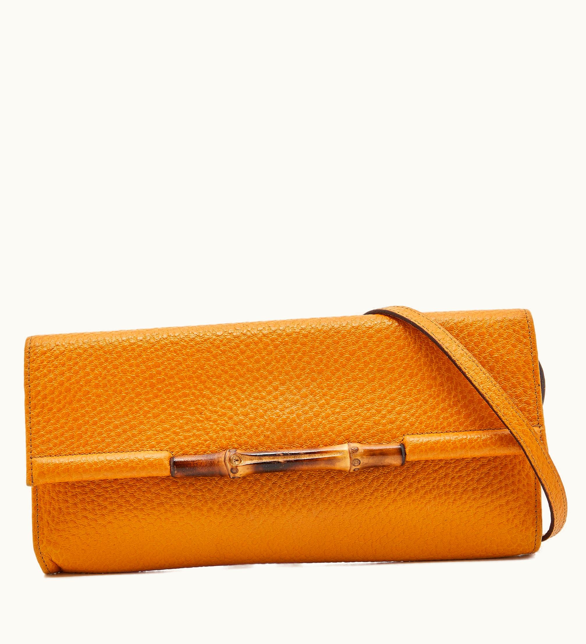 Gucci Gucci Mustard Leather Bamboo Bar Crossbody Bag