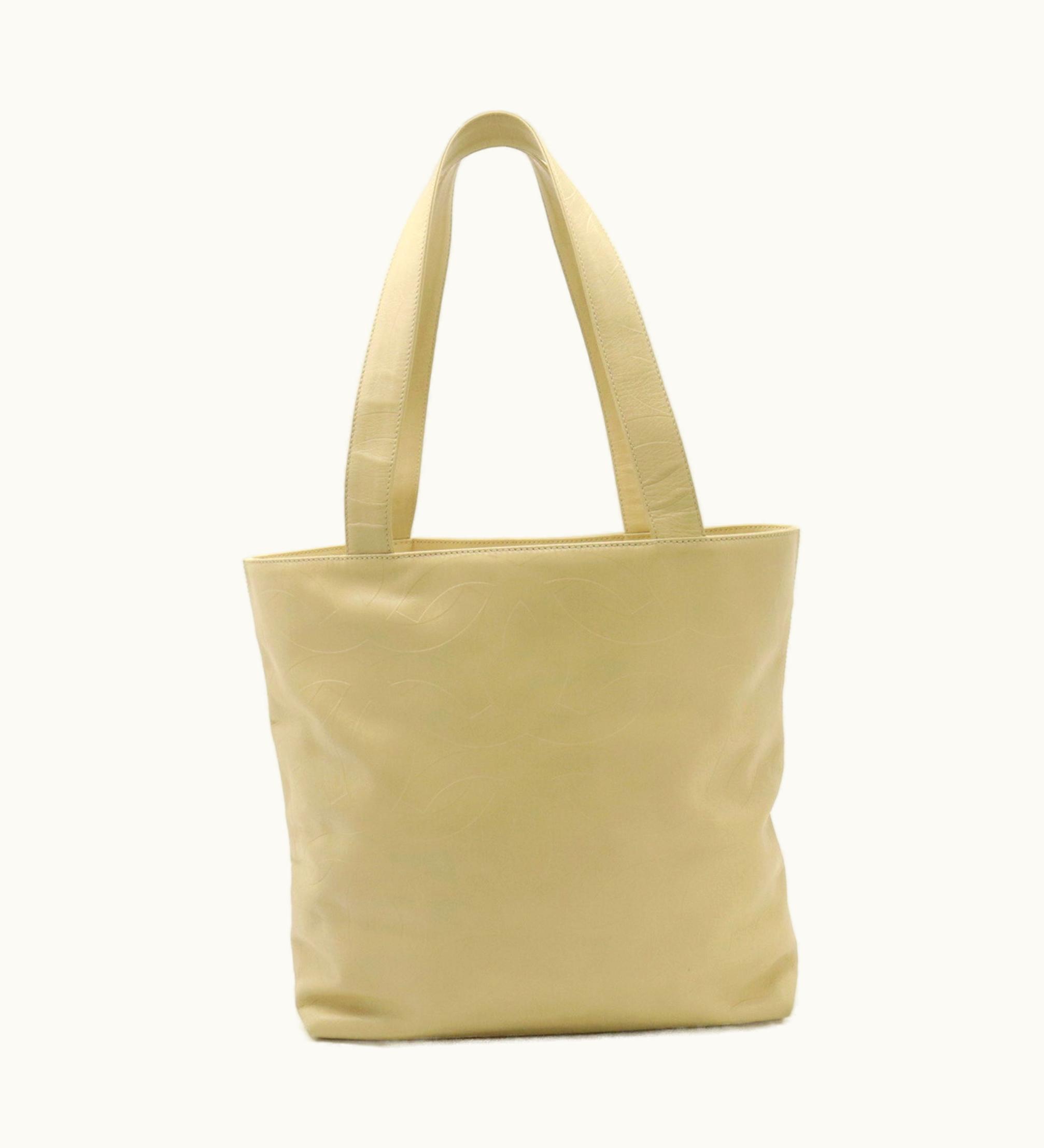 Chanel Chanel Here Mark Type Push Tote Bag Shoulder Leather Beige