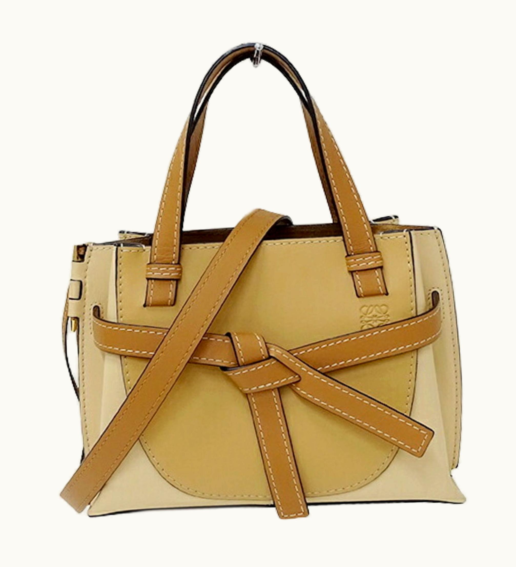 Loewe Loewe Bag Ladies Handbag Shoulder Leather Gate Top Handle Beige Brown