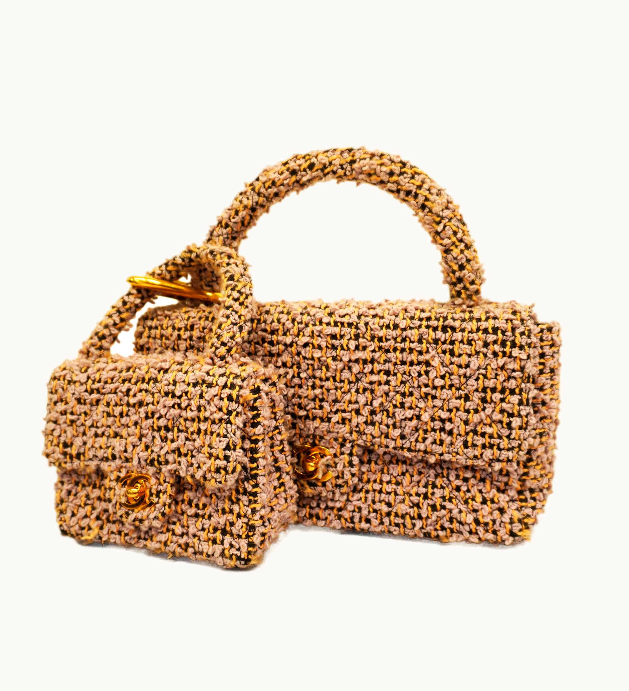 Chanel Chanel Matelasse Parent-Child Bag Women's Tweed Handbag Light Purple