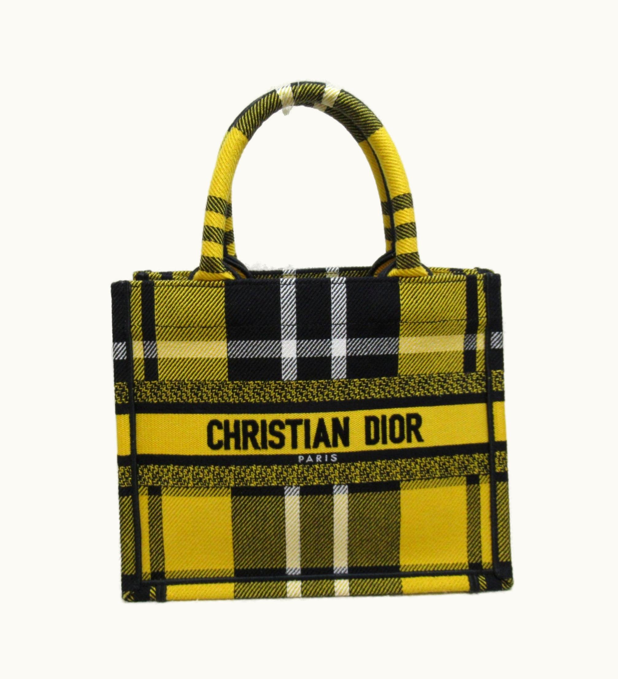 Dior Dior Book Tote Bag Small Yellow Black Canvas