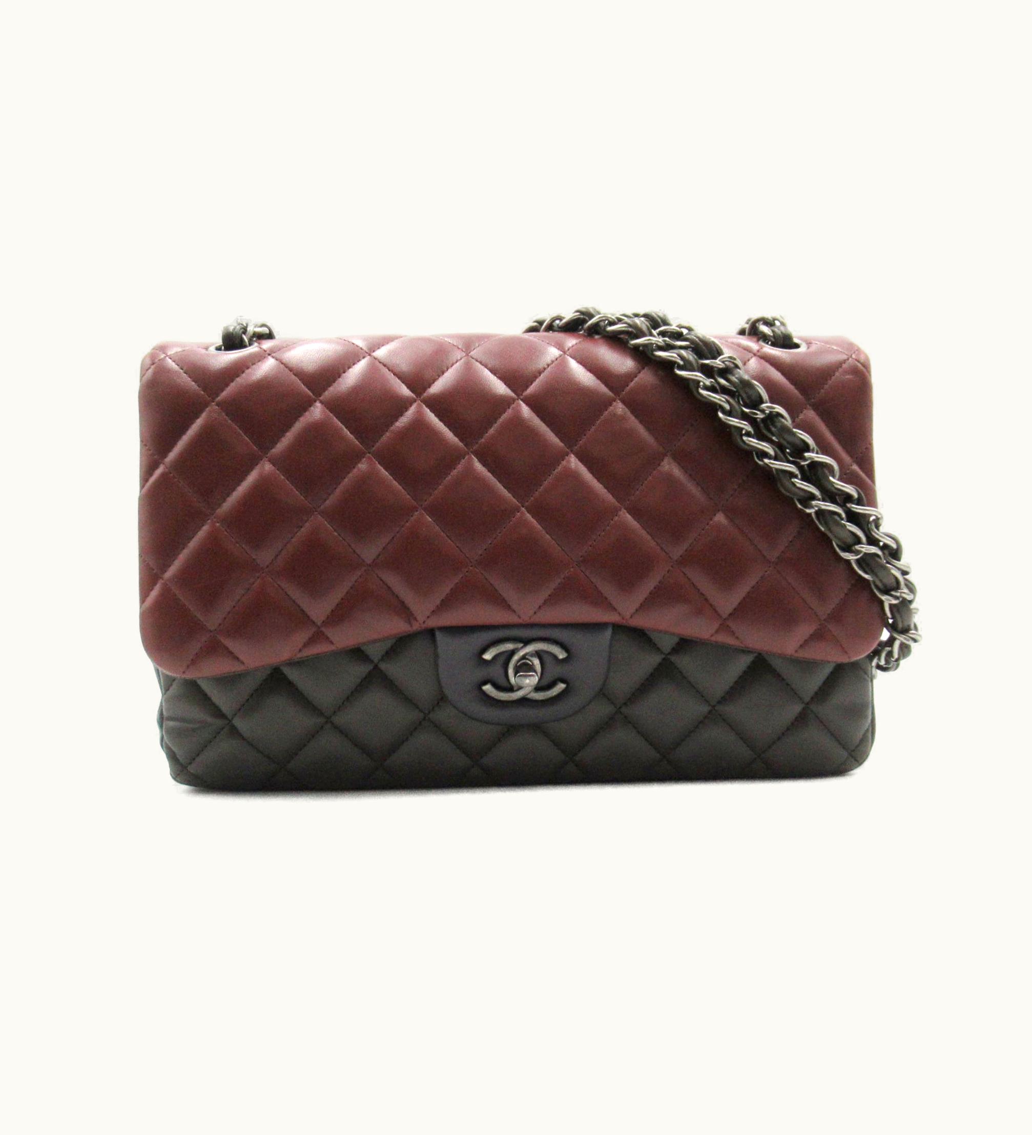 Chanel Chanel Big Matelassew Flap Wchainshoulder Khaki Bordeaux System Khaki/Bordeaux/Navy Leather