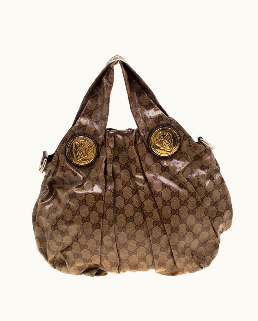 Gucci Gucci Brown GG Crystal Canvas Small Hysteria Hobo