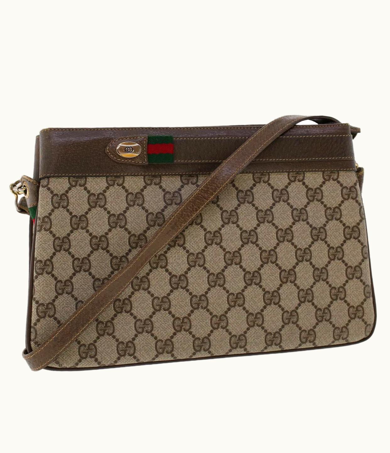 Gucci Gucci GG Canvas Web Sherry Line Shoulder Bag Beige Red 904.02.035